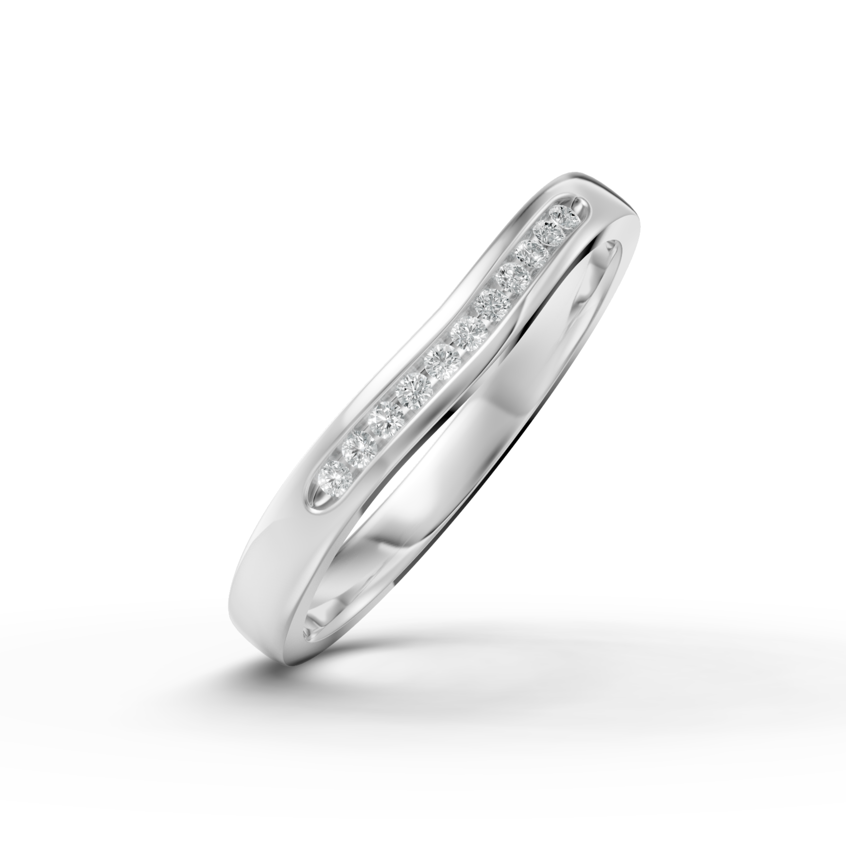 Diamond Set Shaped Wedding Band