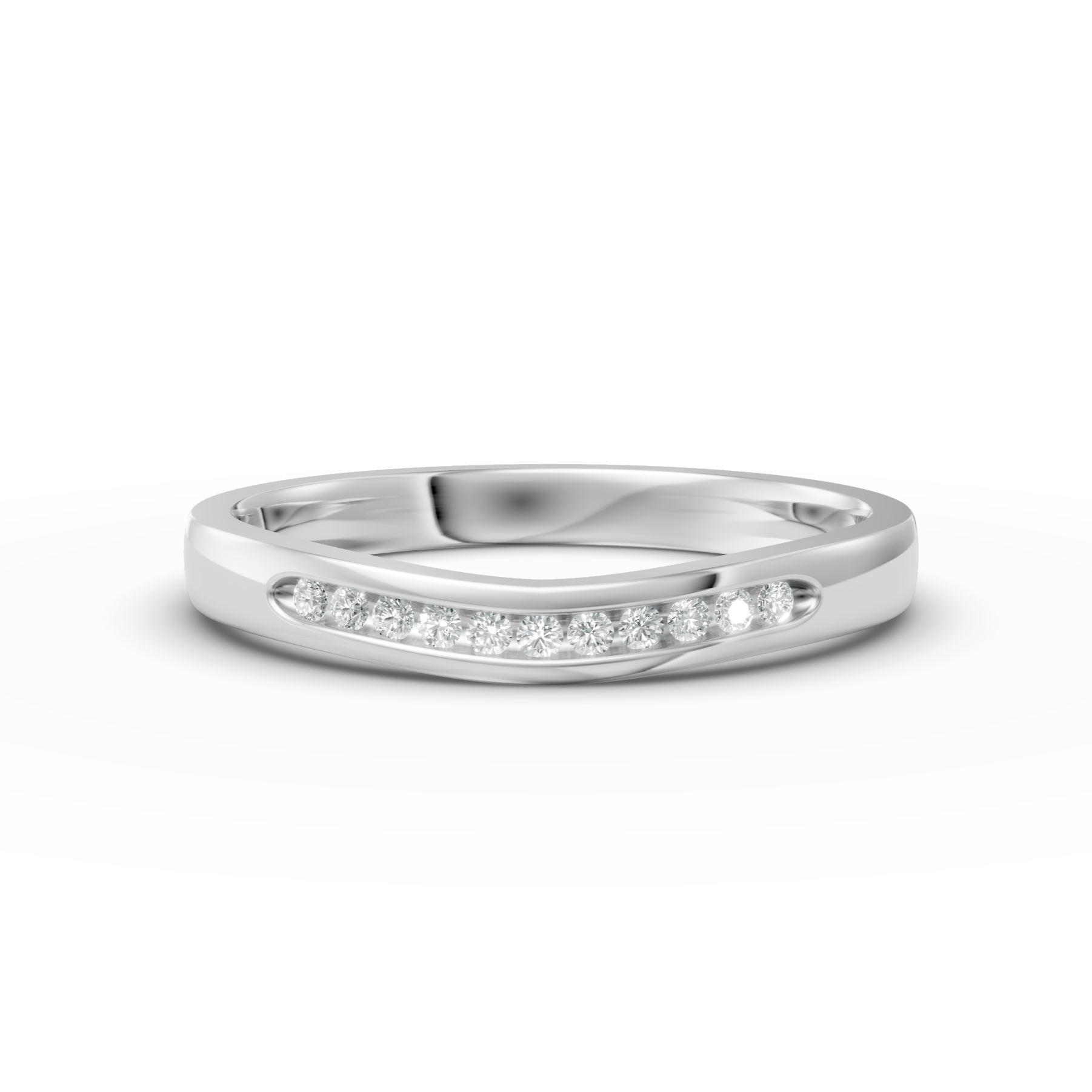 Diamond Set Shaped Wedding Band