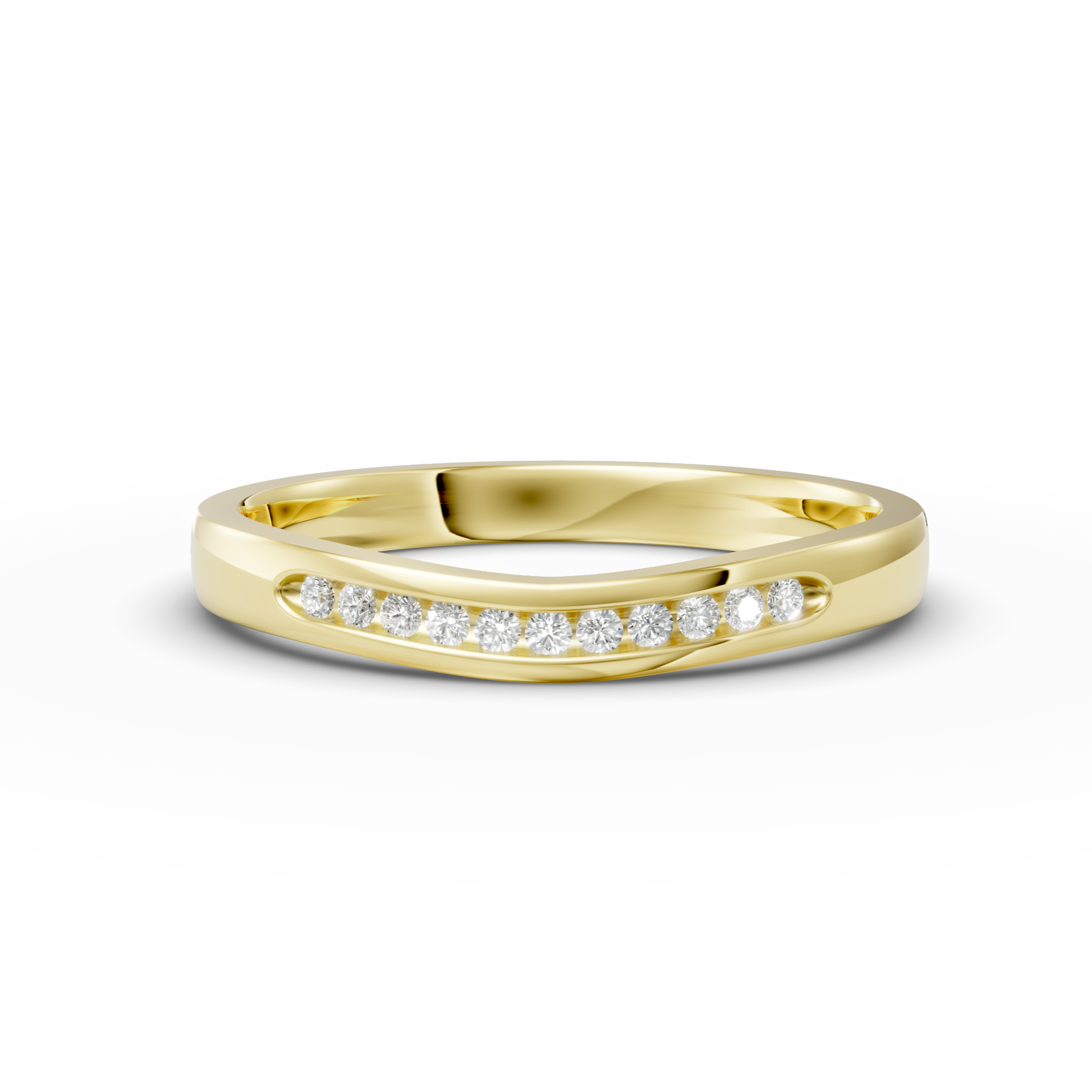 Diamond Set Shaped Wedding Band