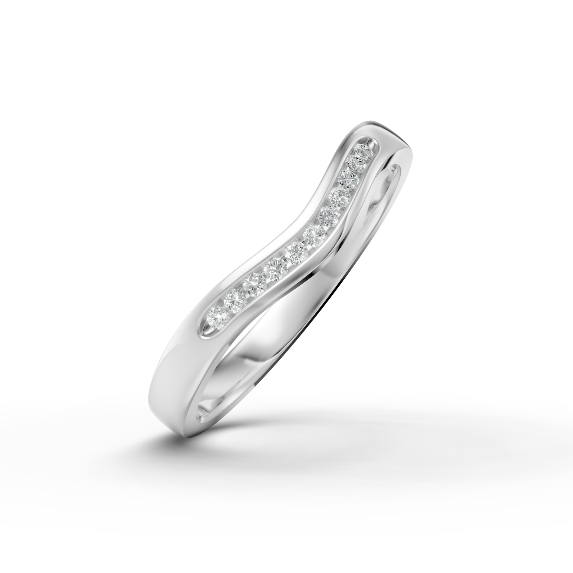 Diamond Set Shaped Wedding Band