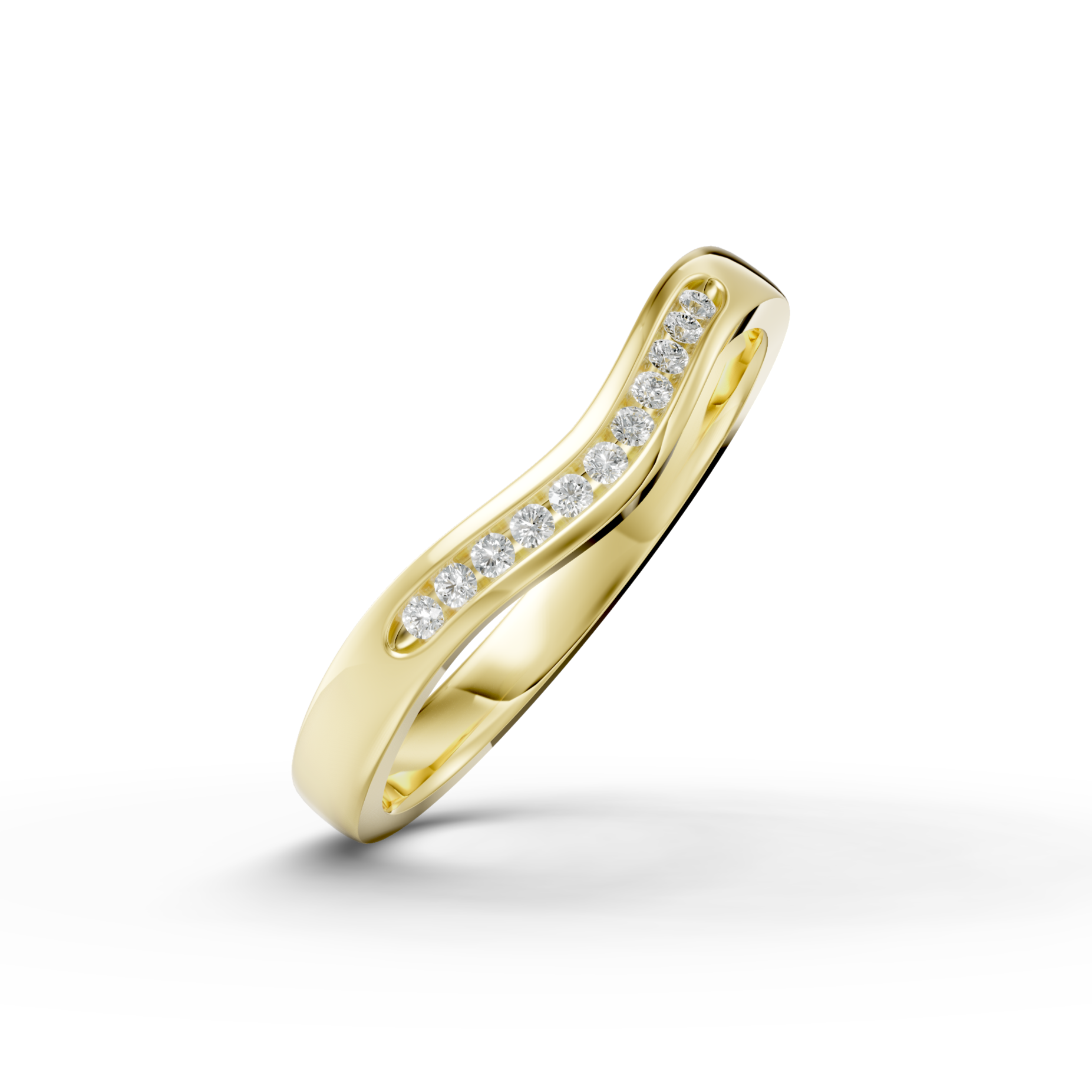 Diamond Set Shaped Wedding Band