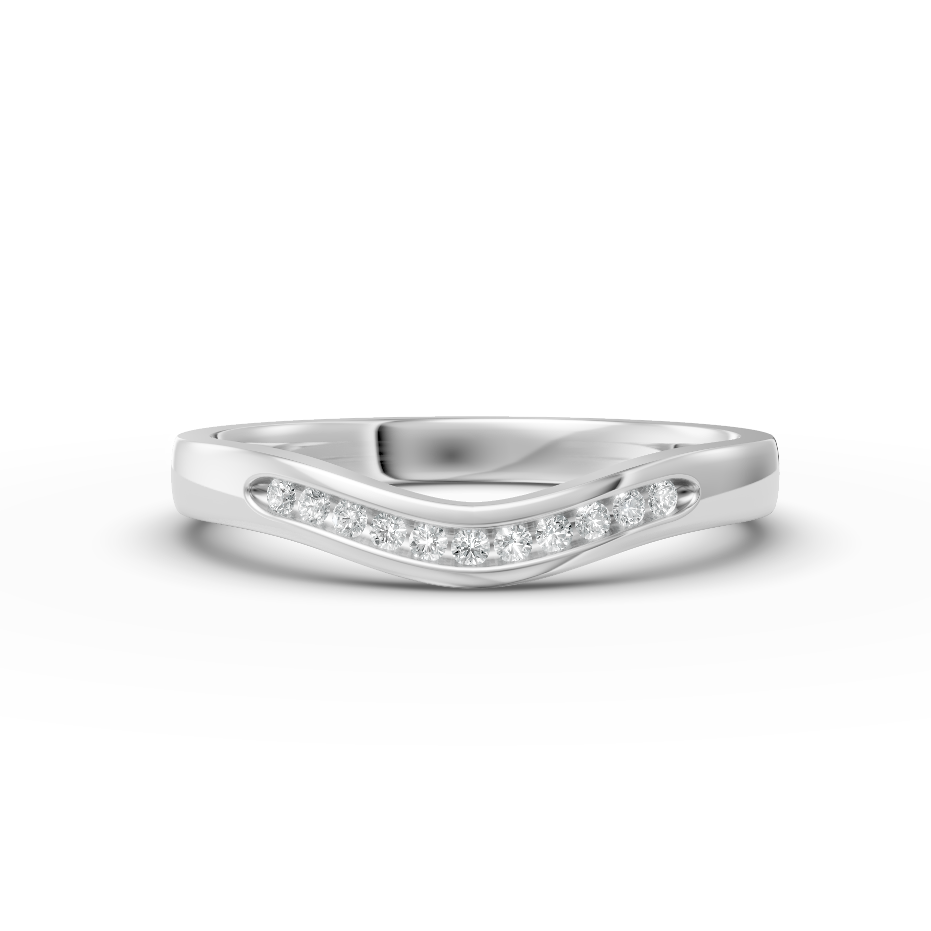 Diamond Set Shaped Wedding Band