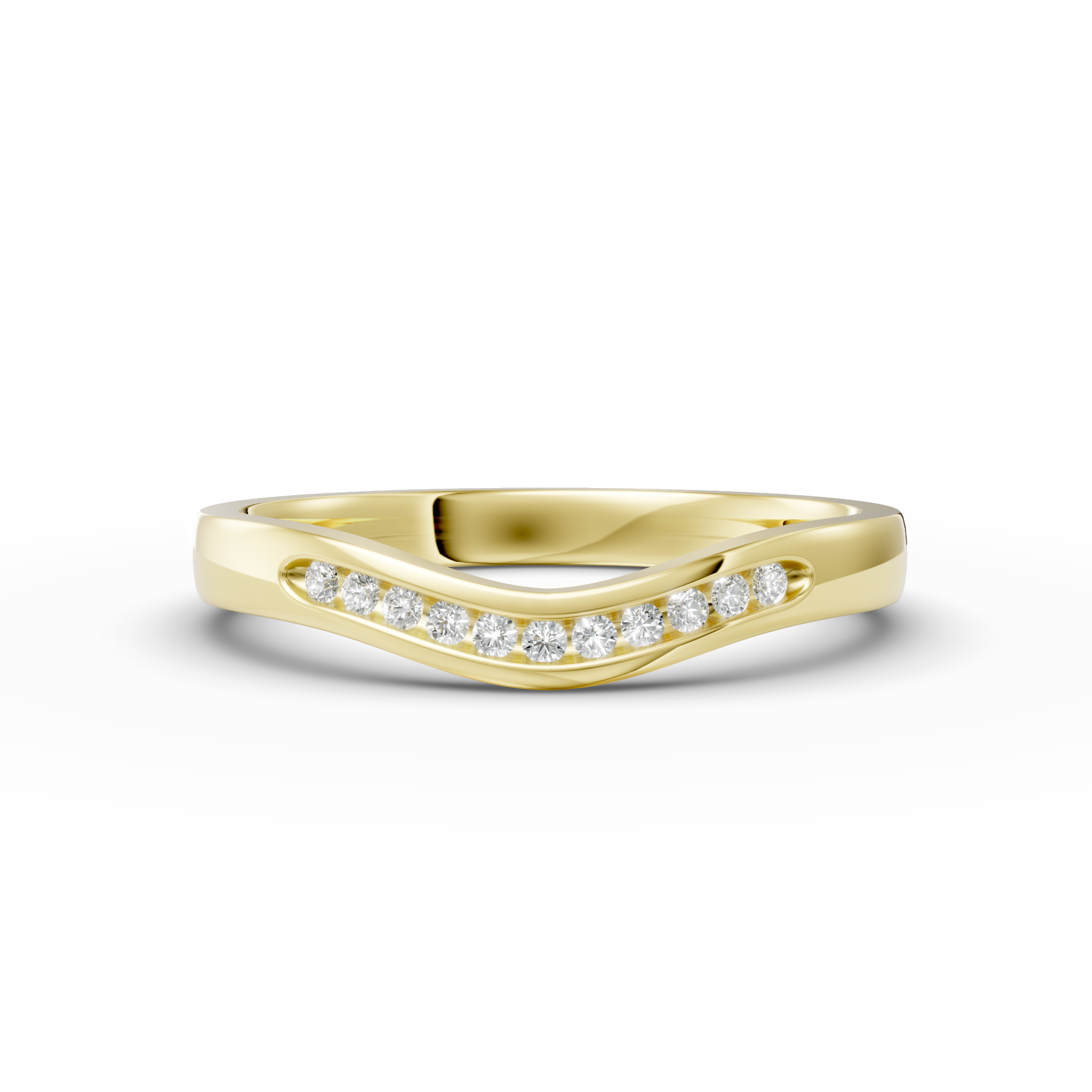 Diamond Set Shaped Wedding Band