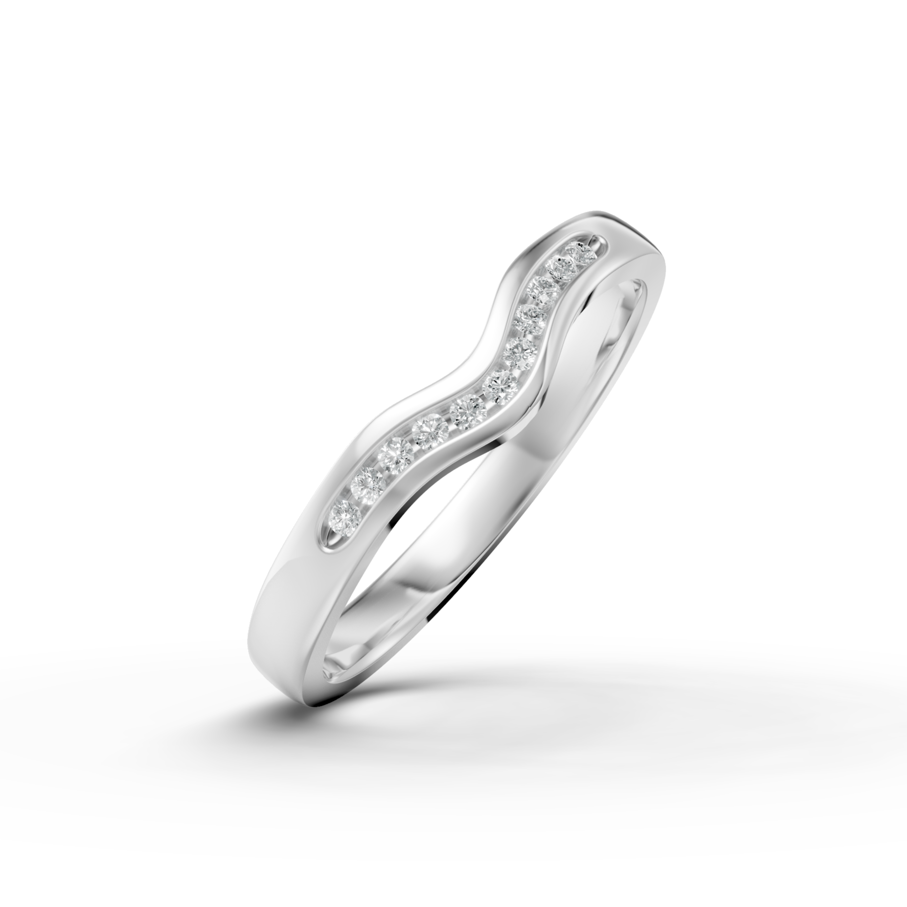 Diamond Set Shaped Wedding Band