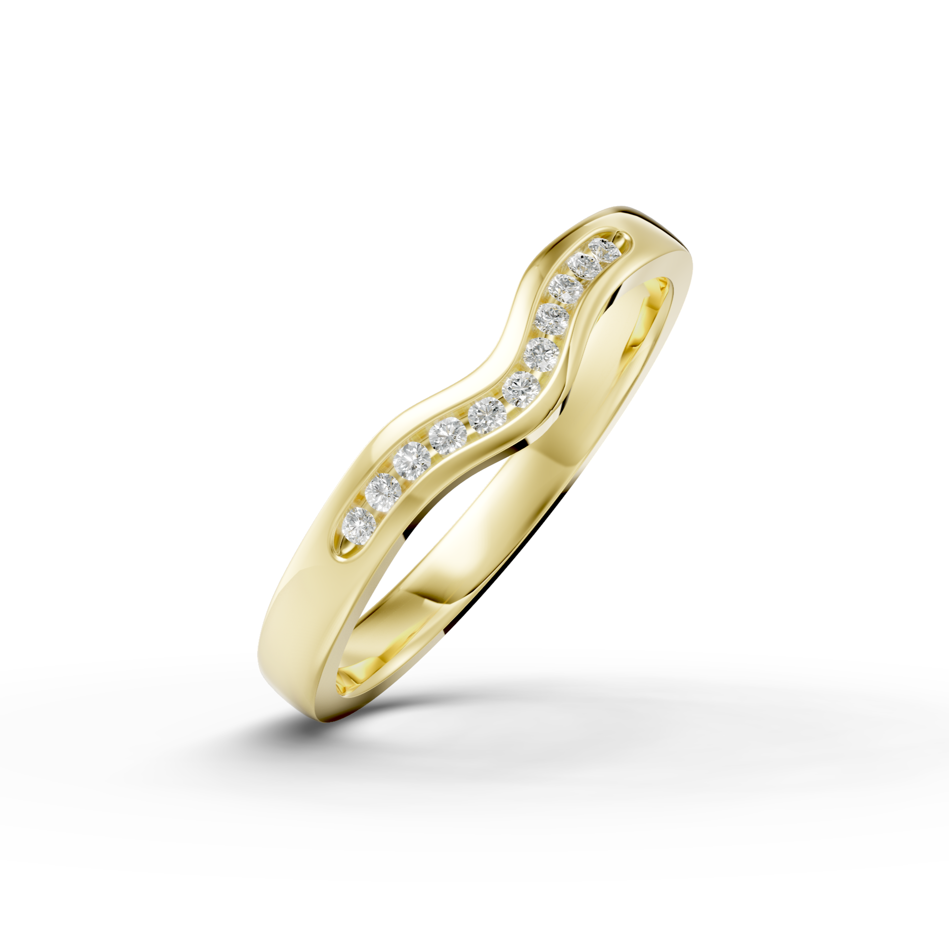Diamond Set Shaped Wedding Band