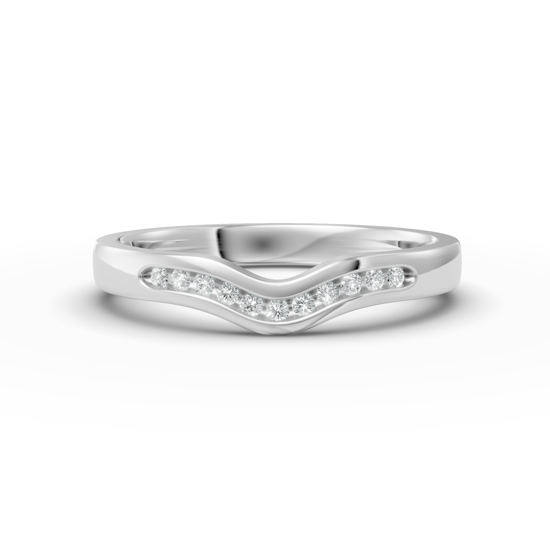 Diamond Set Shaped Wedding Band