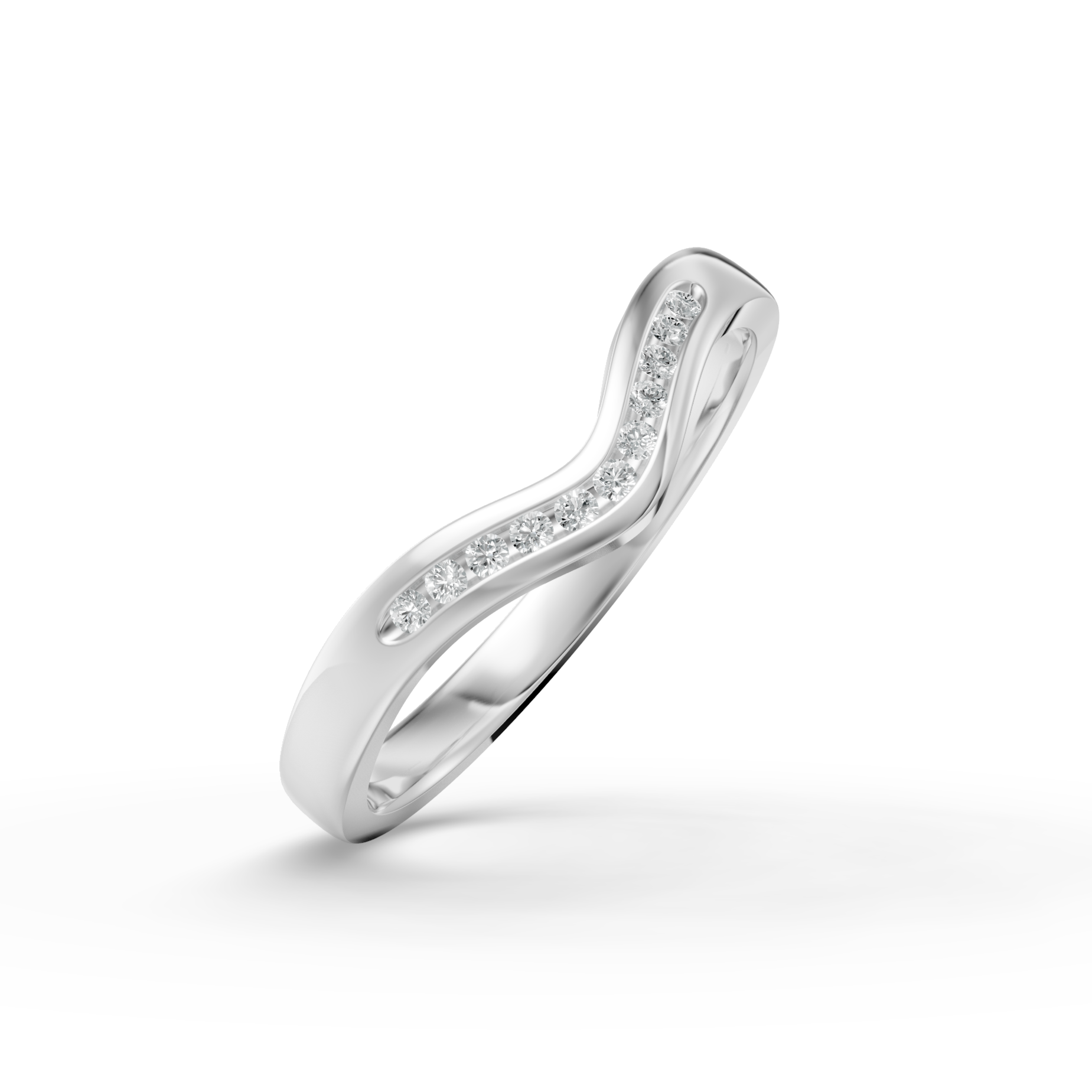 Diamond Set Shaped Wedding Band