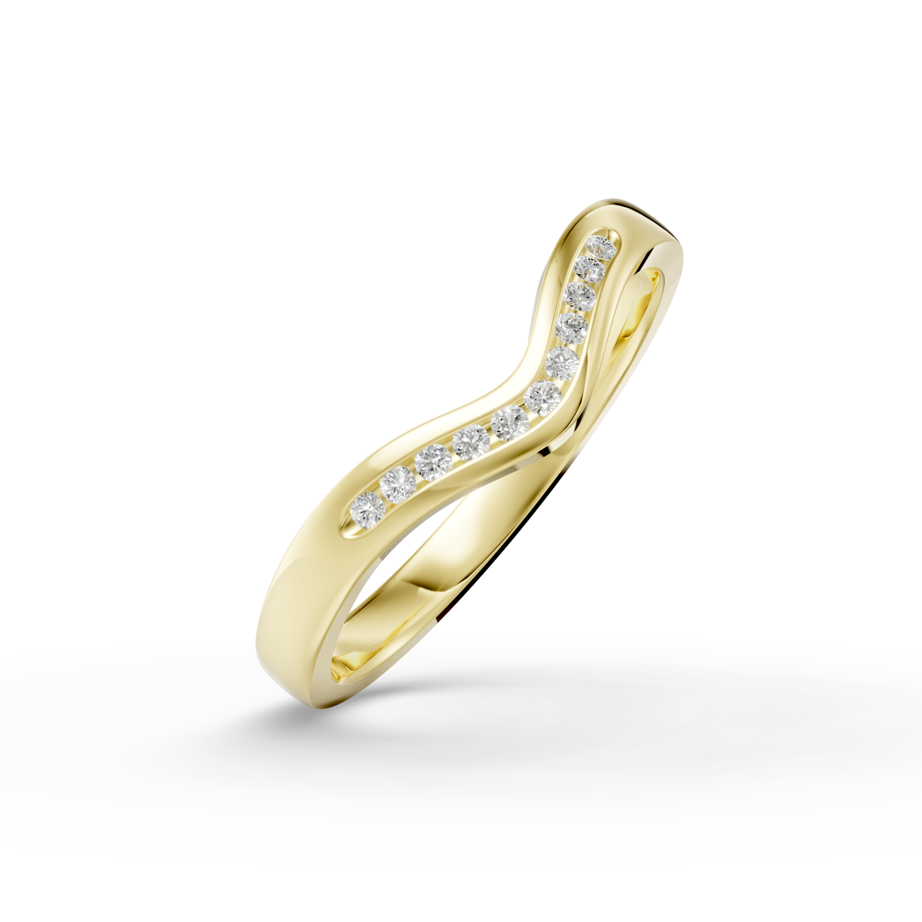 Diamond Set Shaped Wedding Band