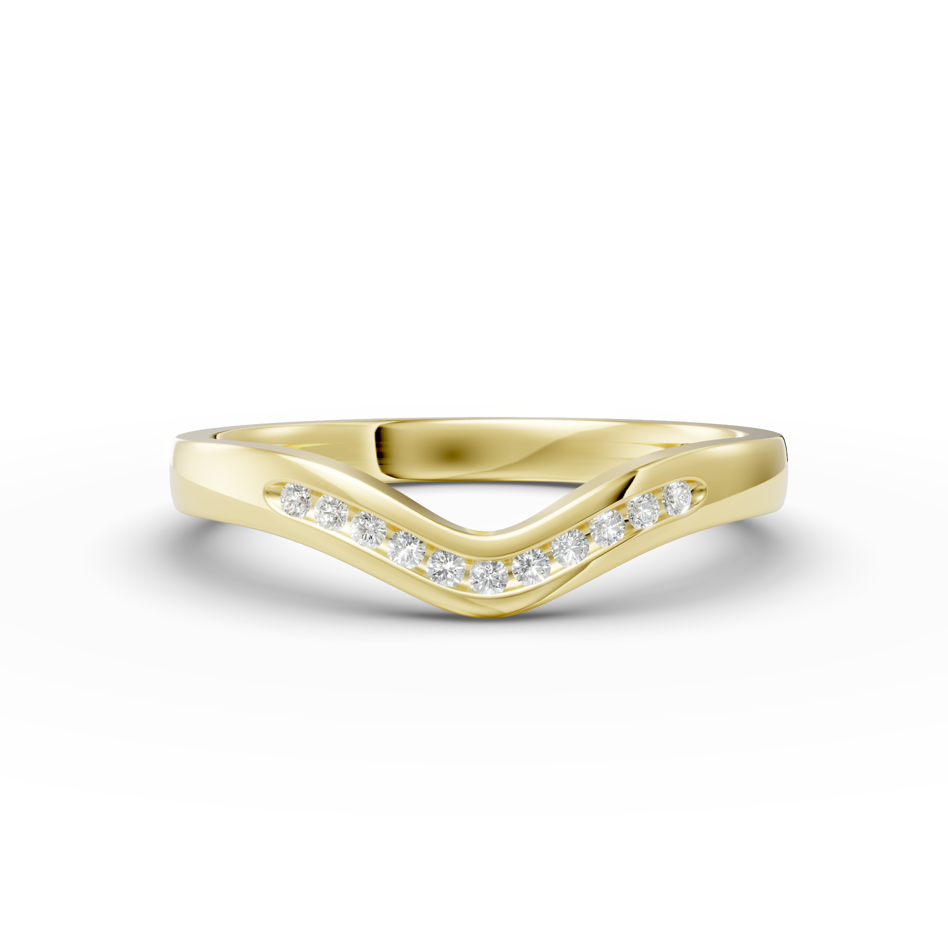 Diamond Set Shaped Wedding Band