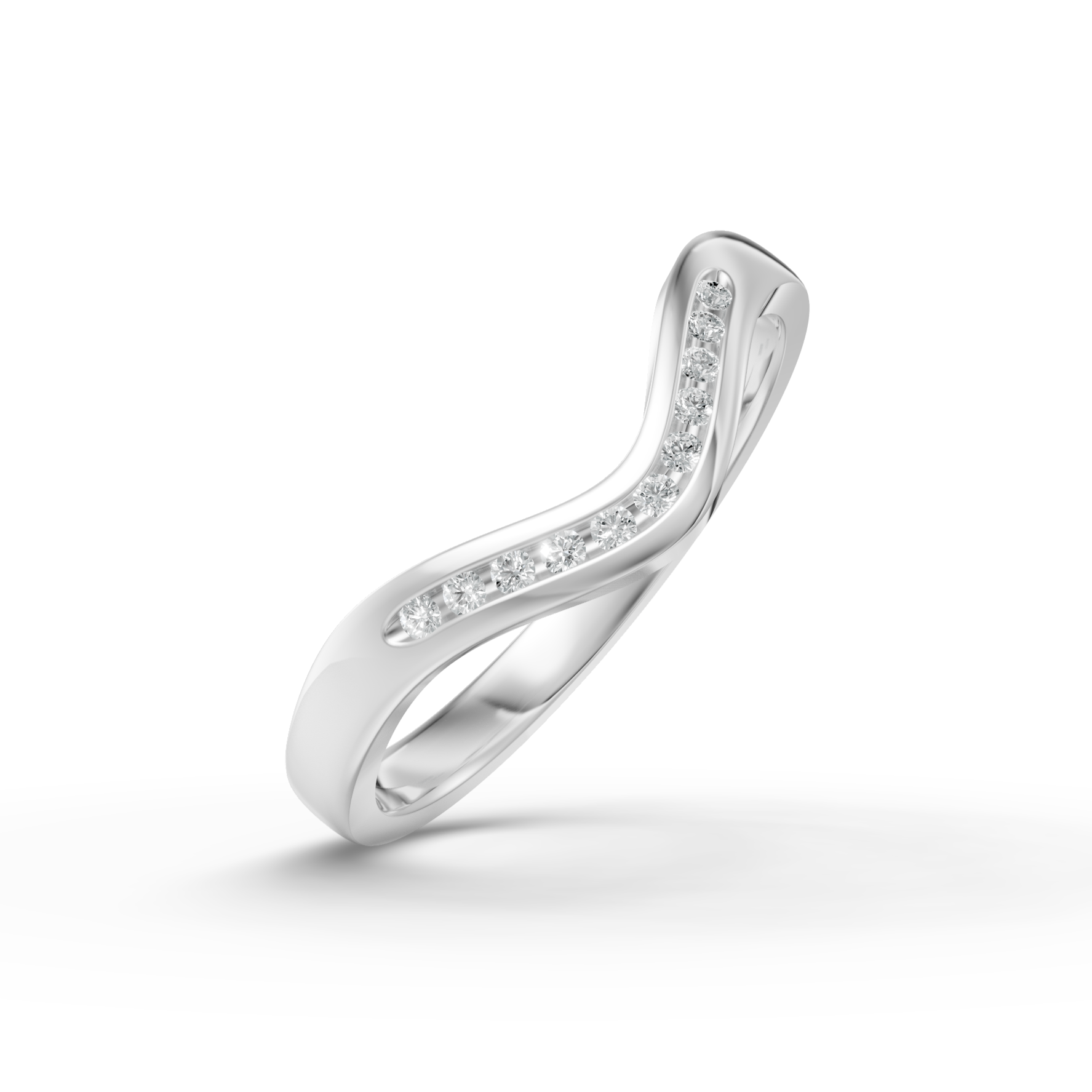 Diamond Set Shaped Wedding Band