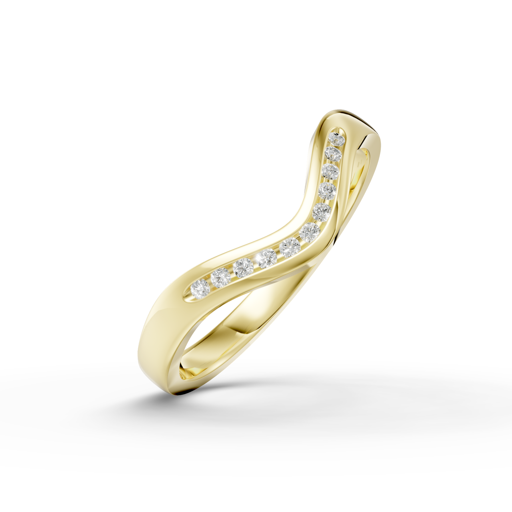 Diamond Set Shaped Wedding Band