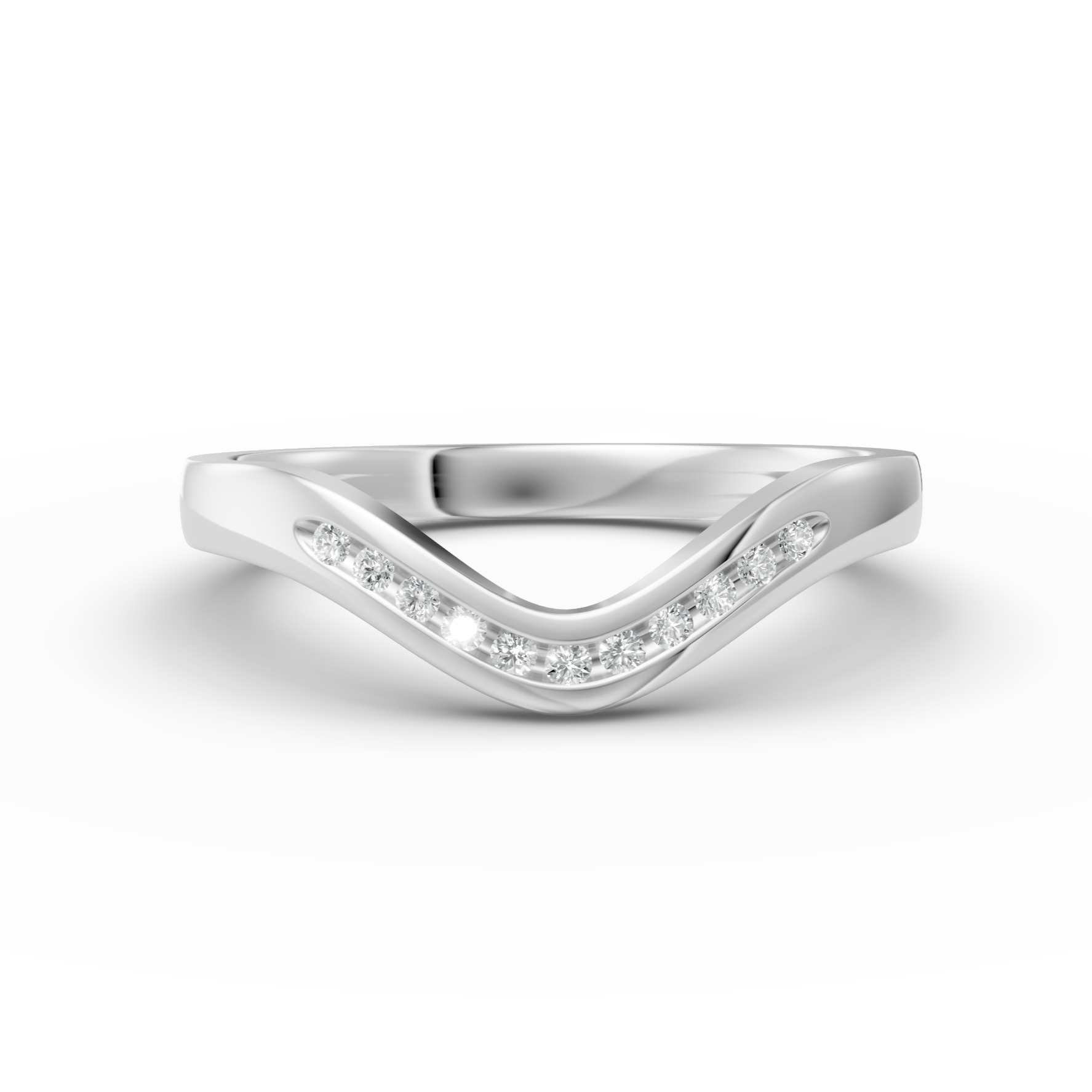 Diamond Set Shaped Wedding Band