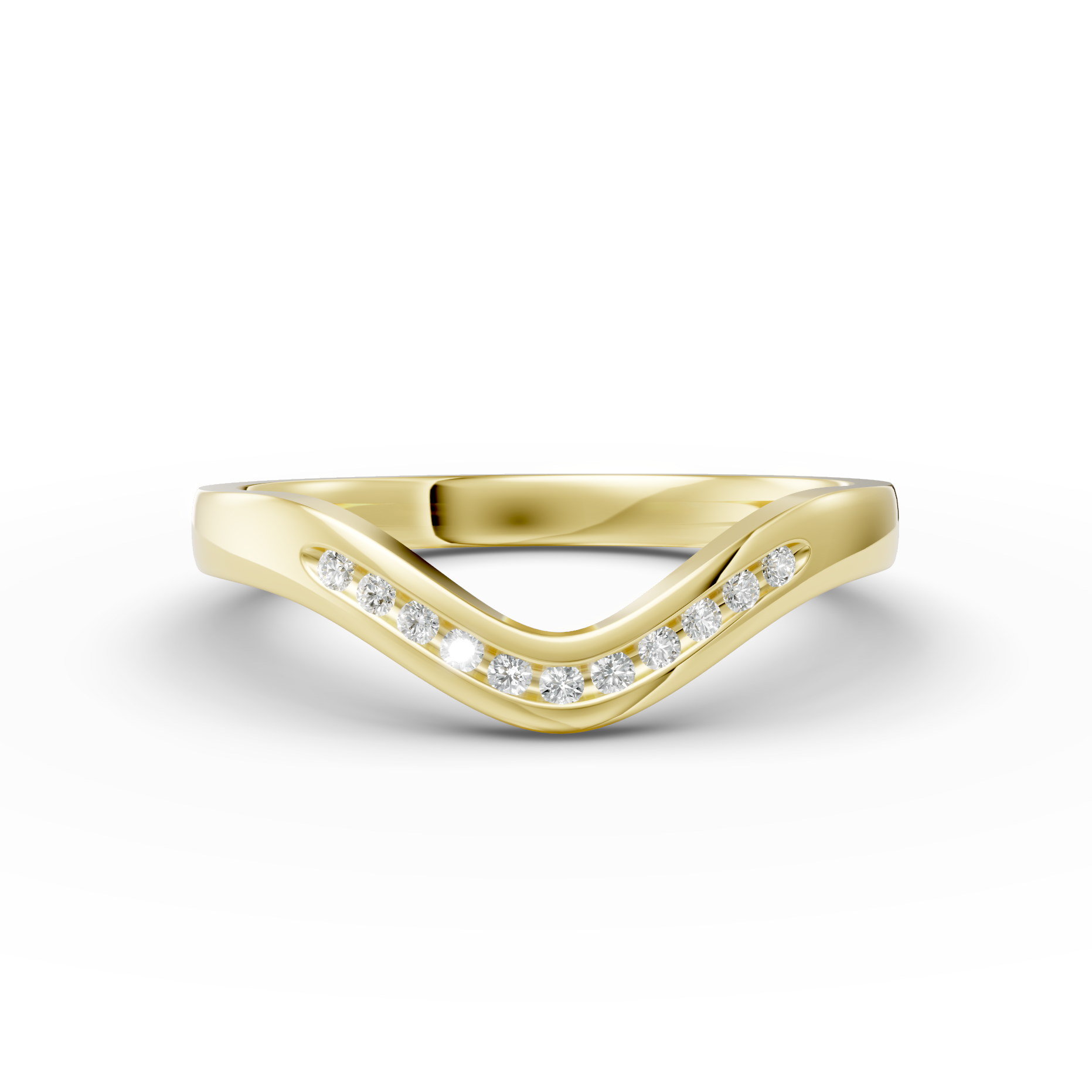 Diamond Set Shaped Wedding Band
