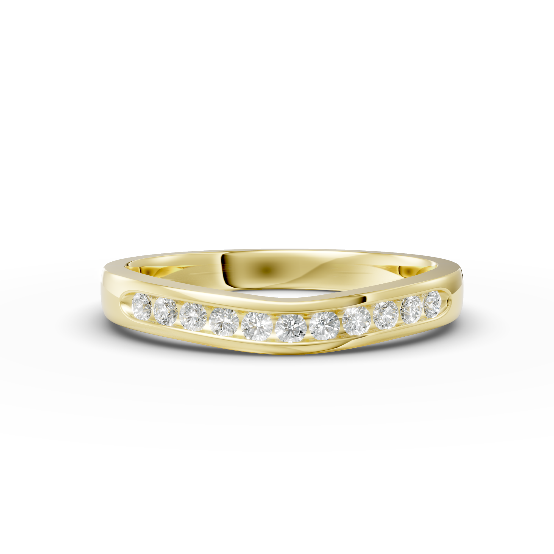 Diamond Set Shaped Wedding Band
