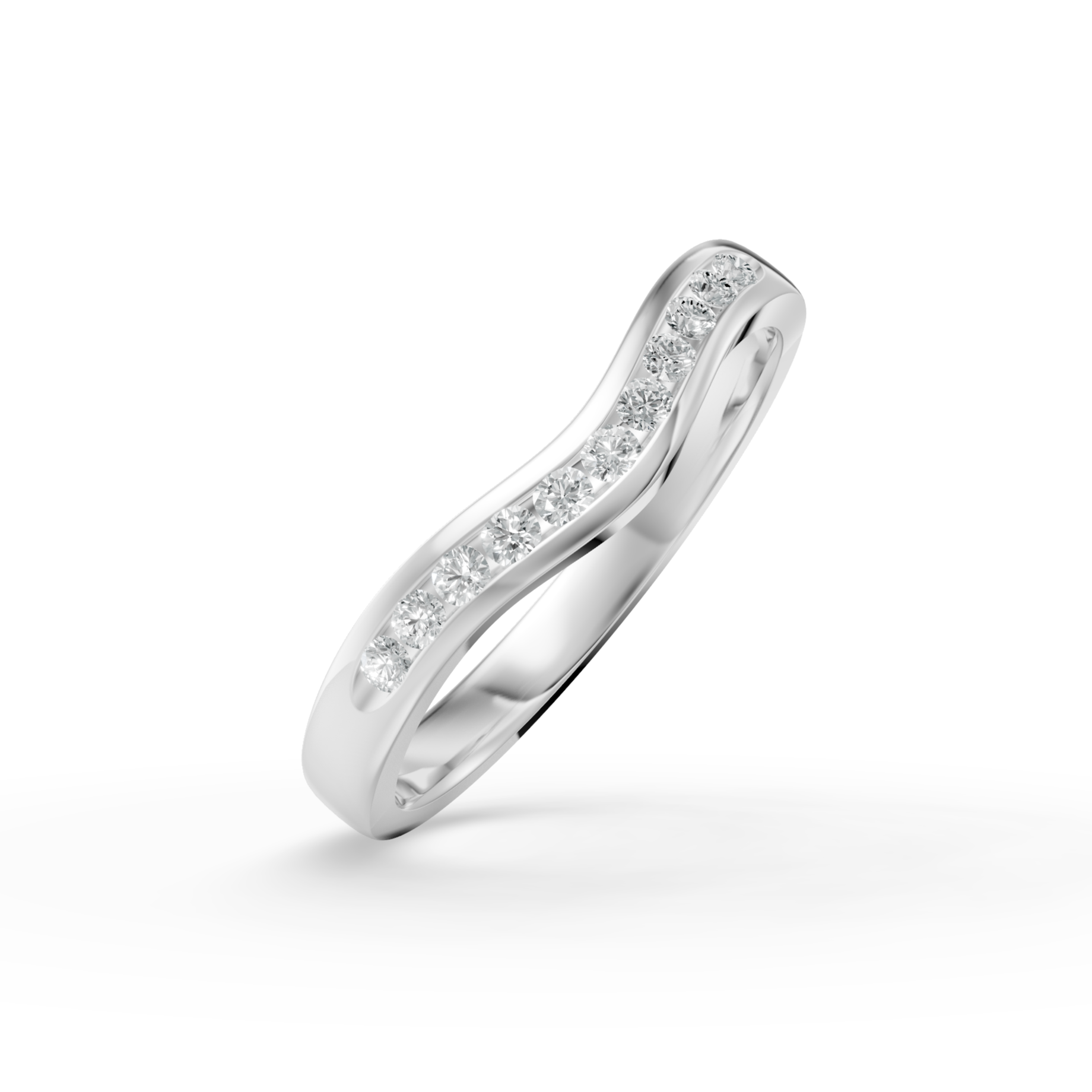 Diamond Set Shaped Wedding Band