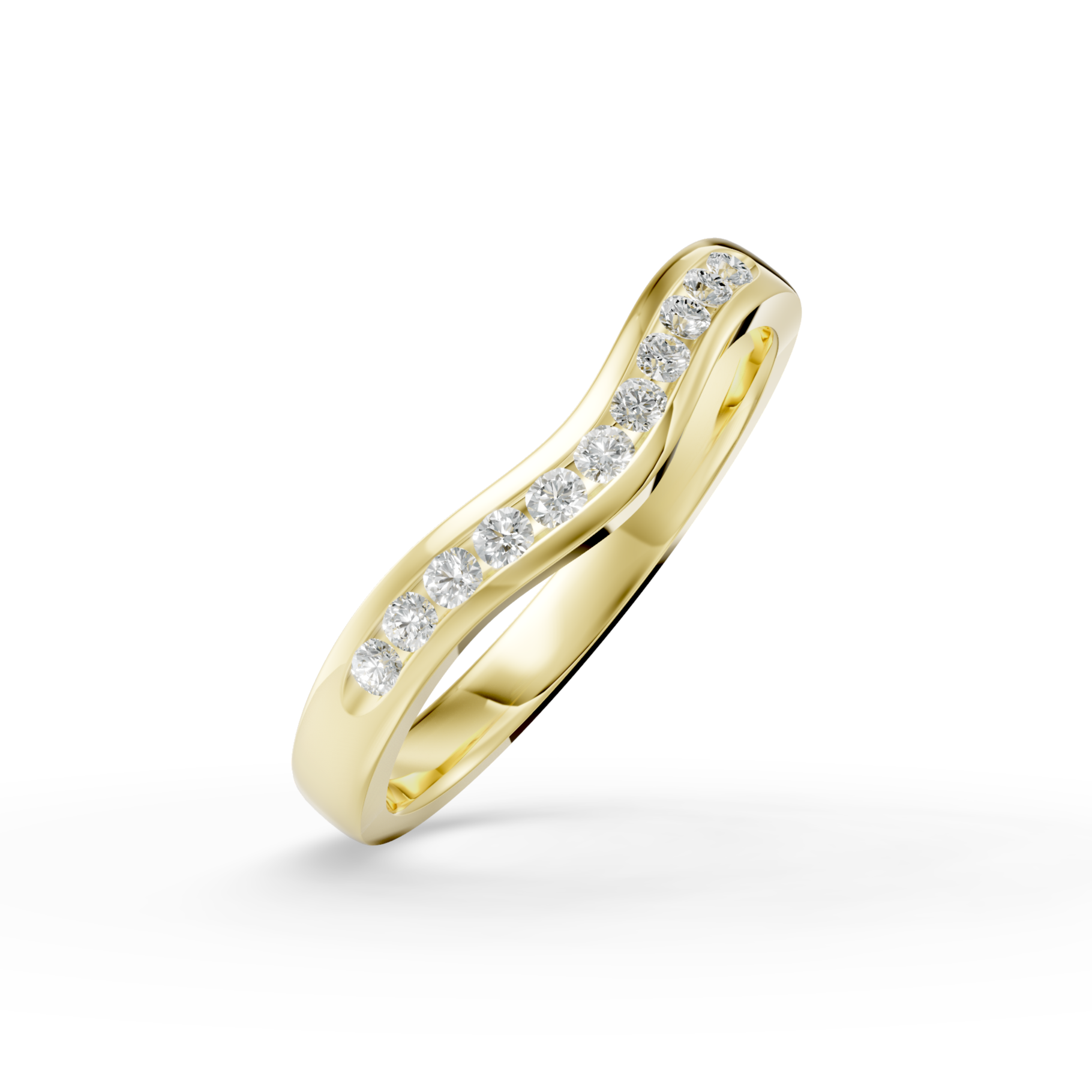 Diamond Set Shaped Wedding Band