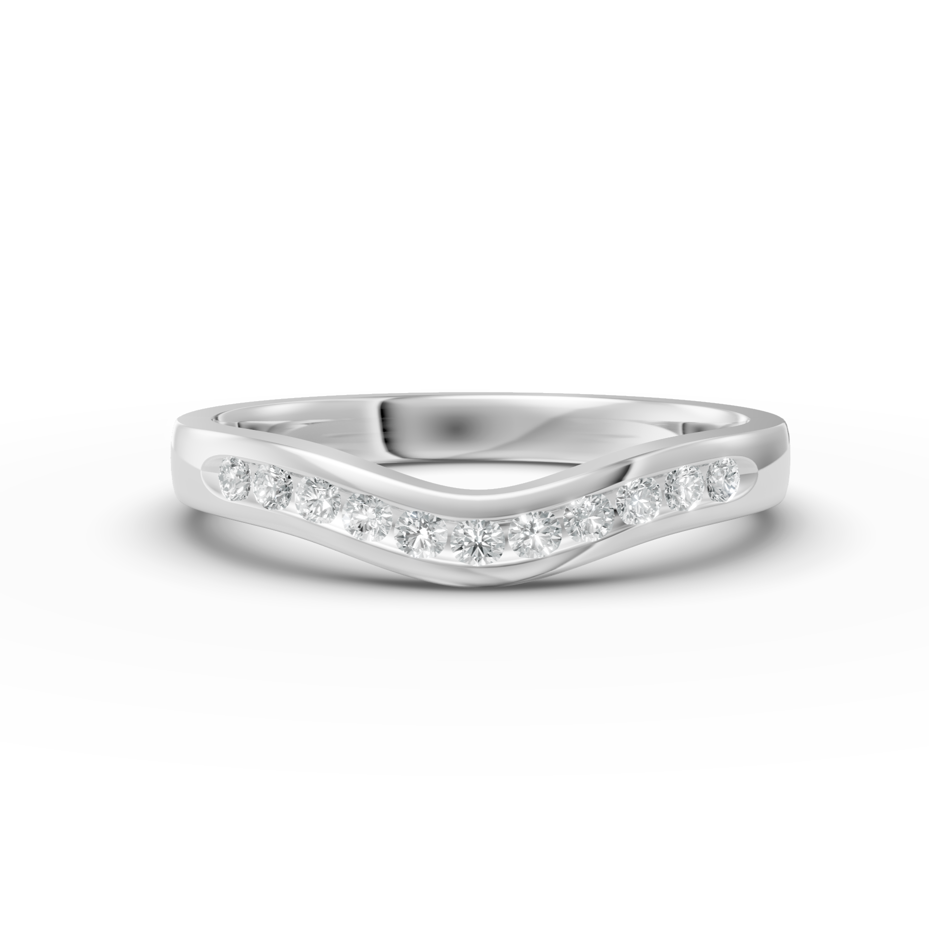 Diamond Set Shaped Wedding Band