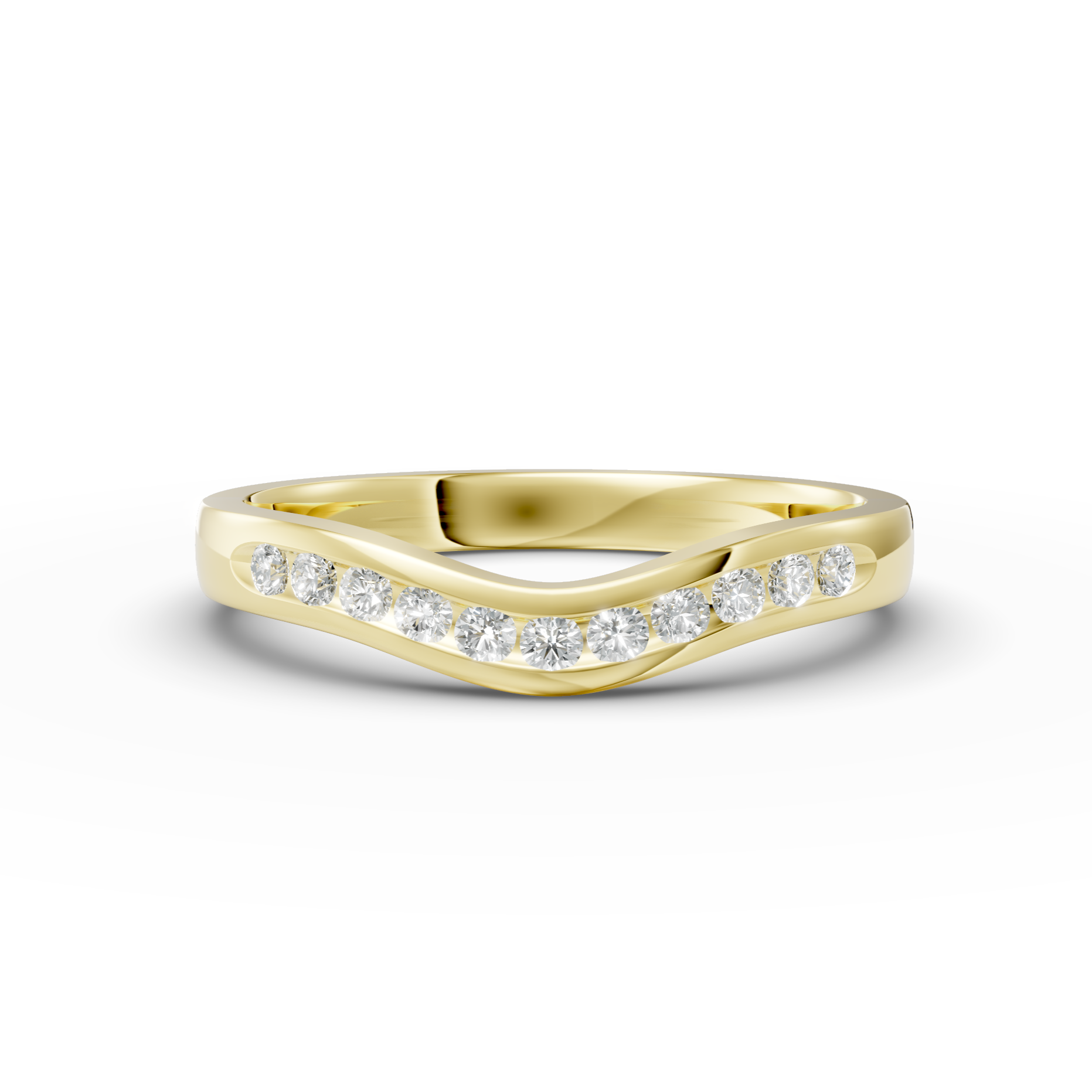 Diamond Set Shaped Wedding Band