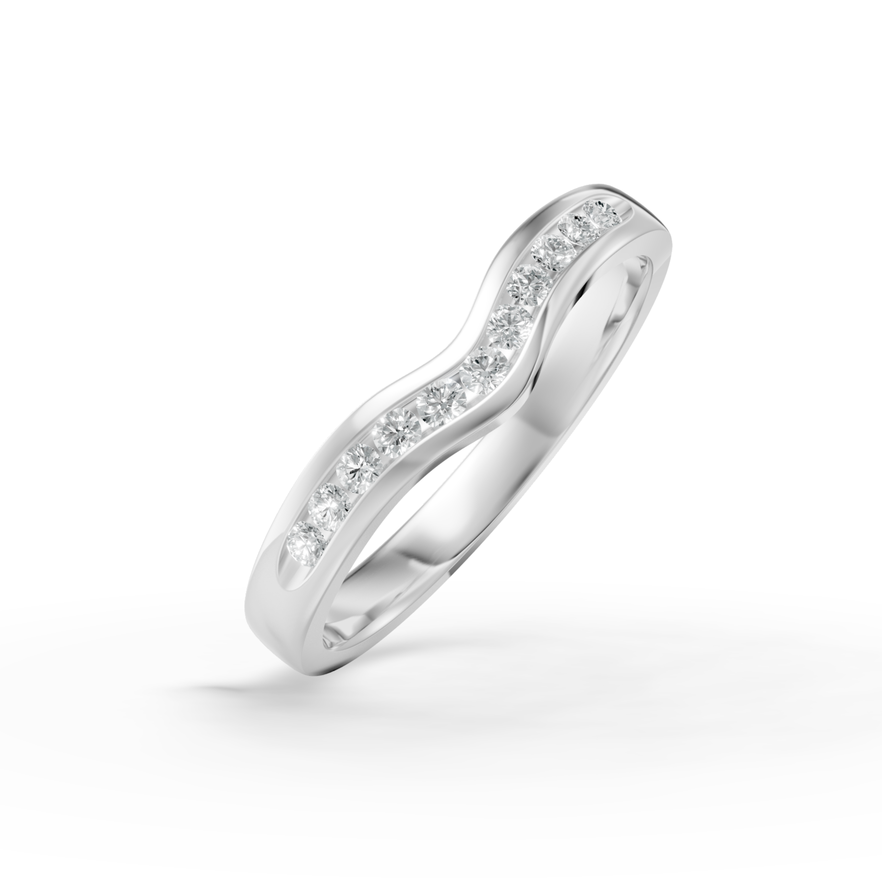Diamond Set Shaped Wedding Band