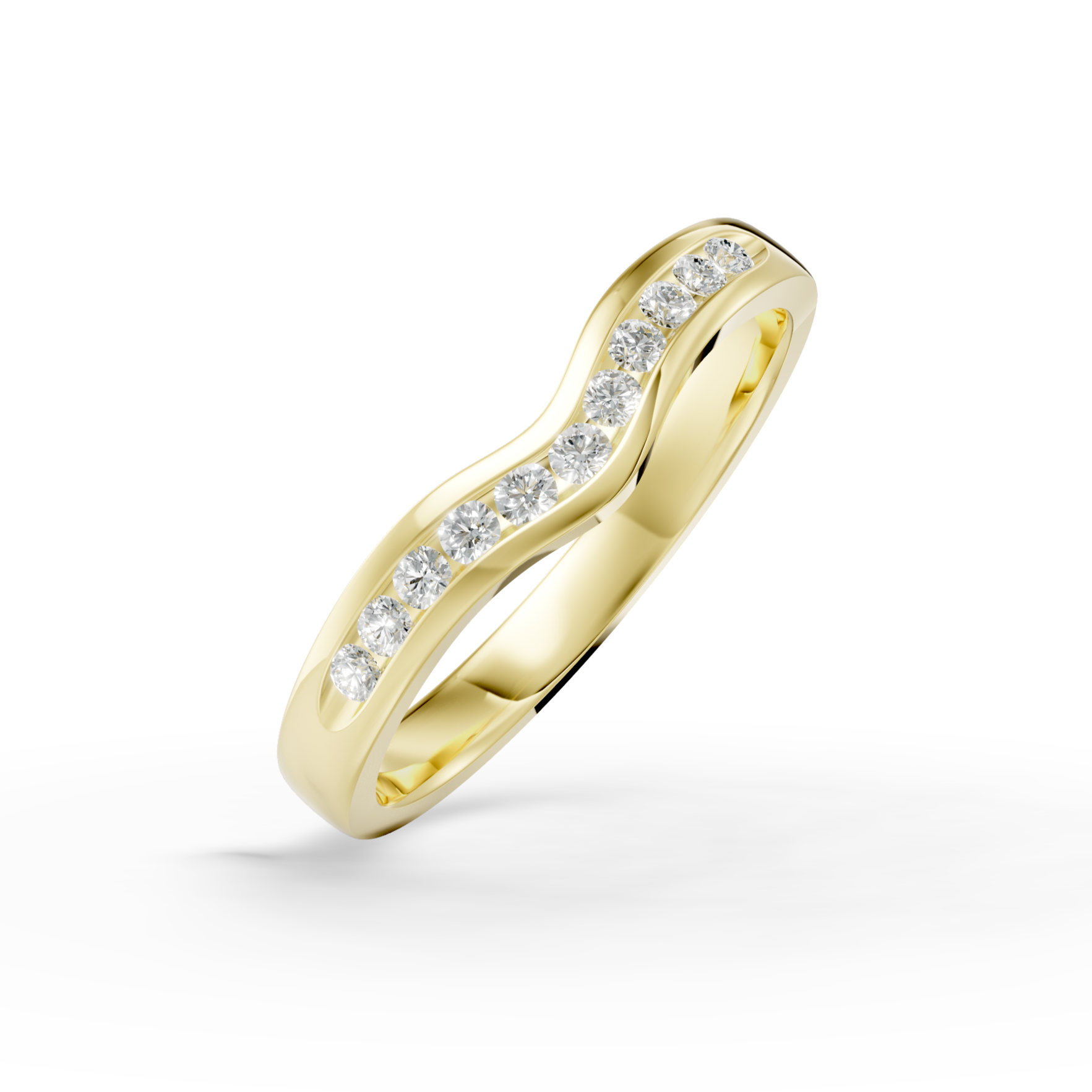 Diamond Set Shaped Wedding Band