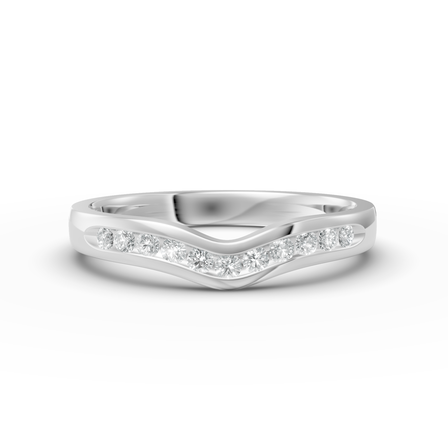 Diamond Set Shaped Wedding Band