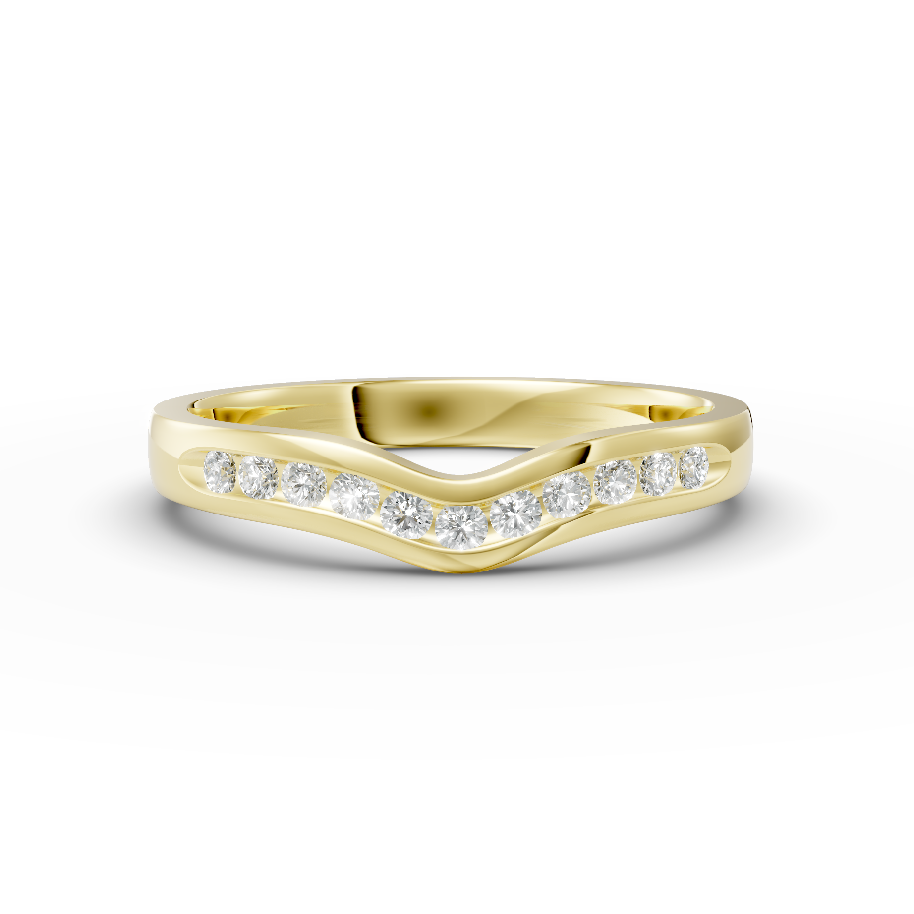 Diamond Set Shaped Wedding Band