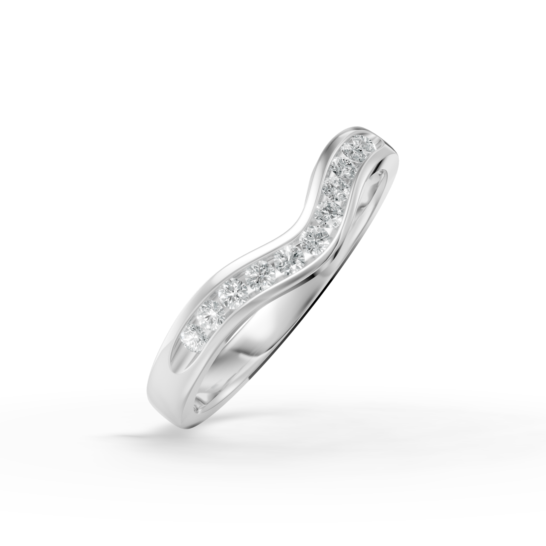 Diamond Set Shaped Wedding Band