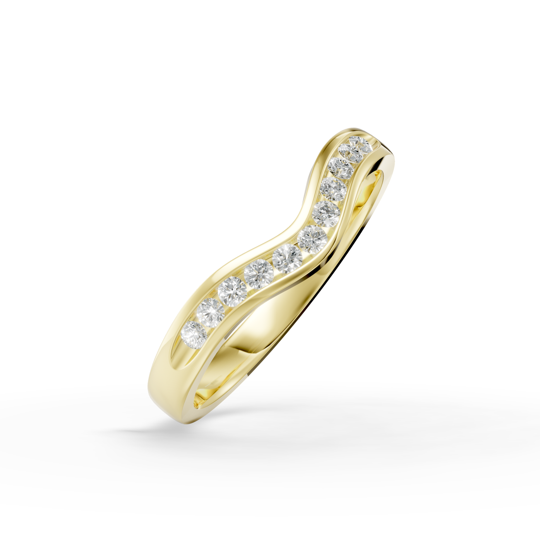 Diamond Set Shaped Wedding Band
