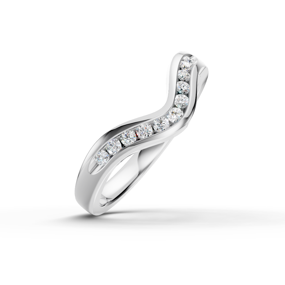 Diamond Set Shaped Wedding Band