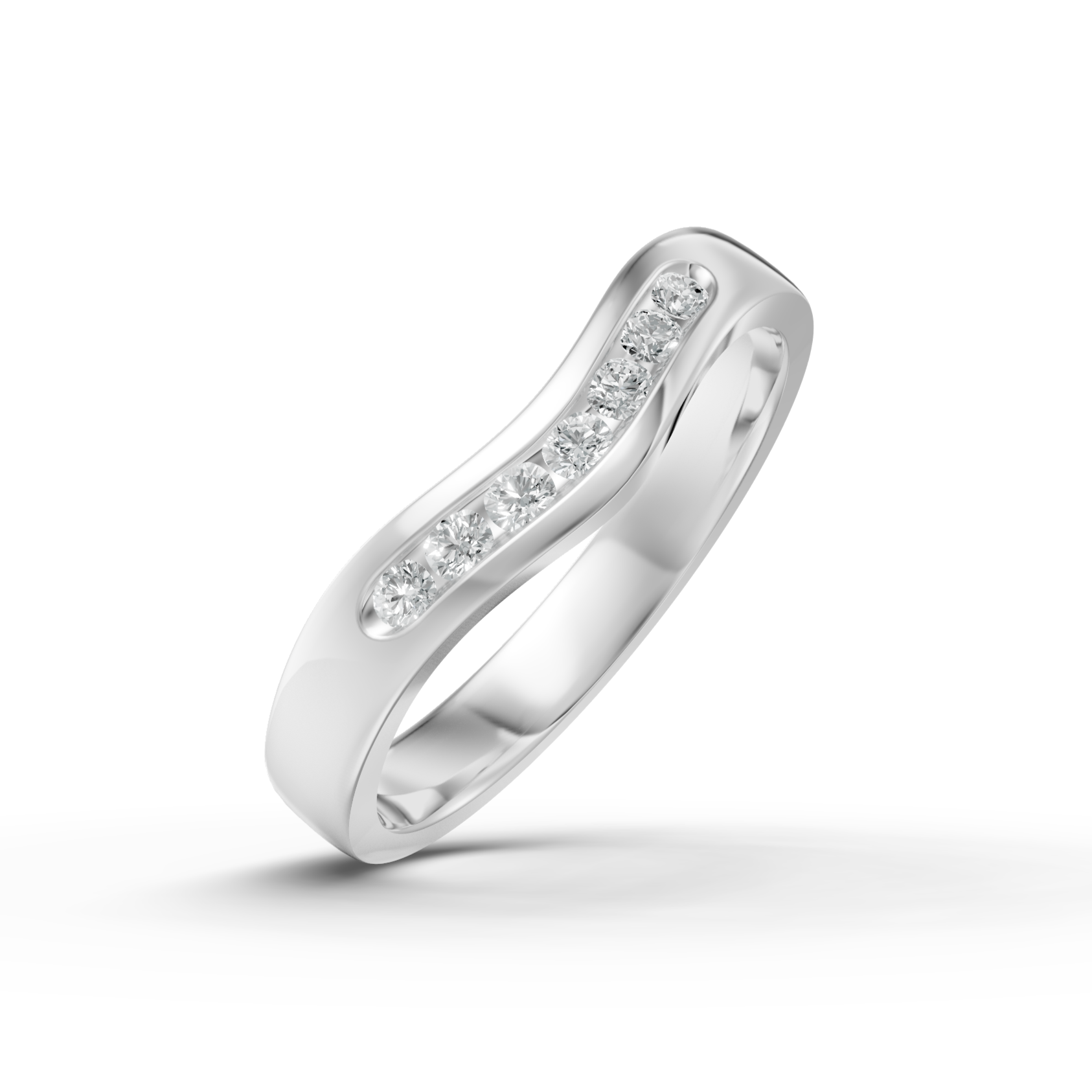 Diamond Set Shaped Wedding Band