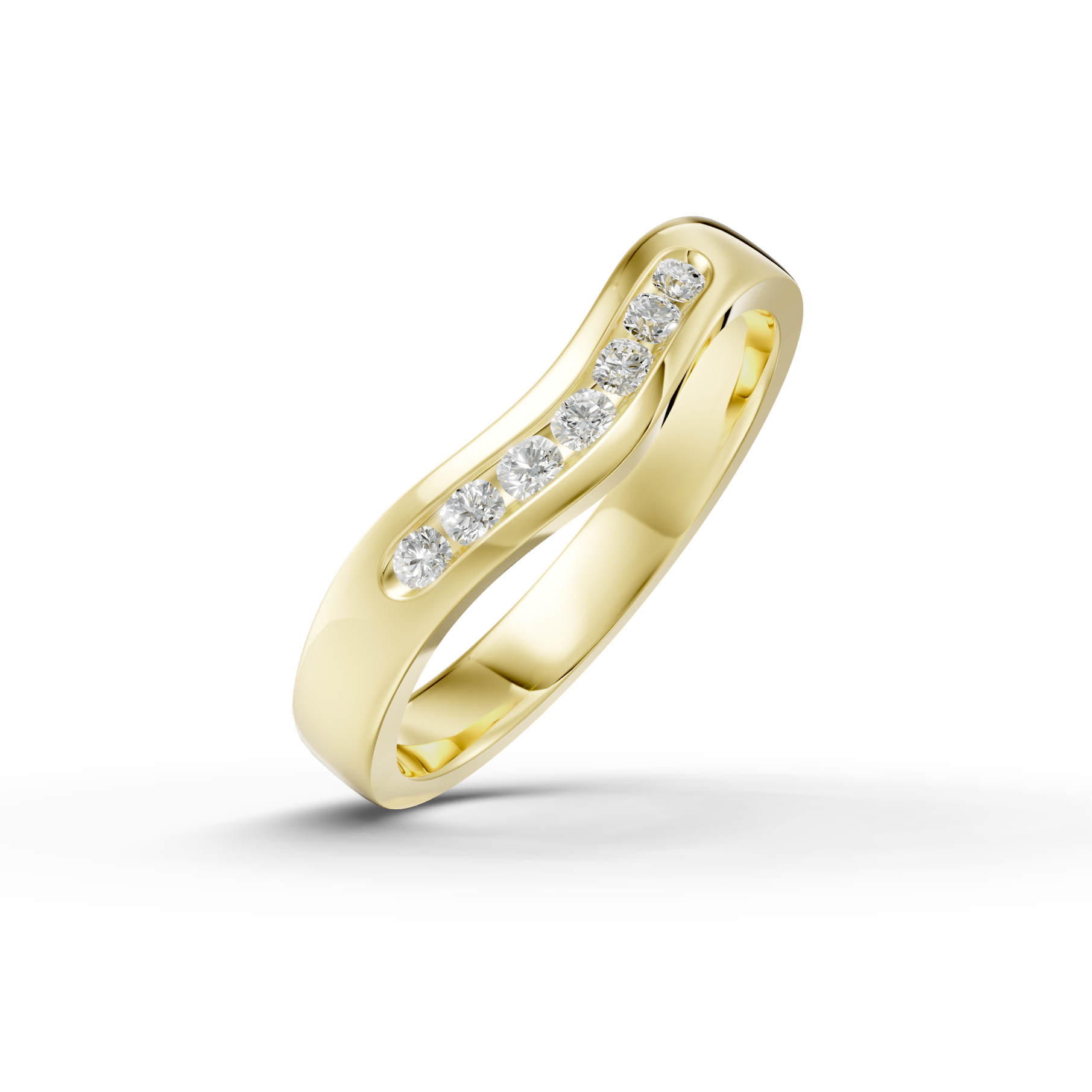 Diamond Set Shaped Wedding Band