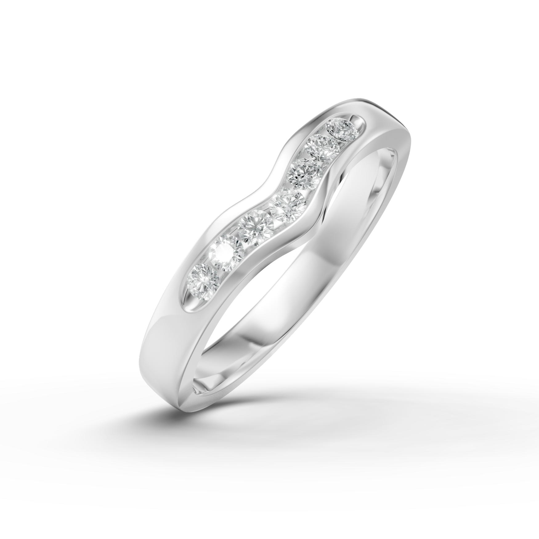 Diamond Set Shaped Wedding Band