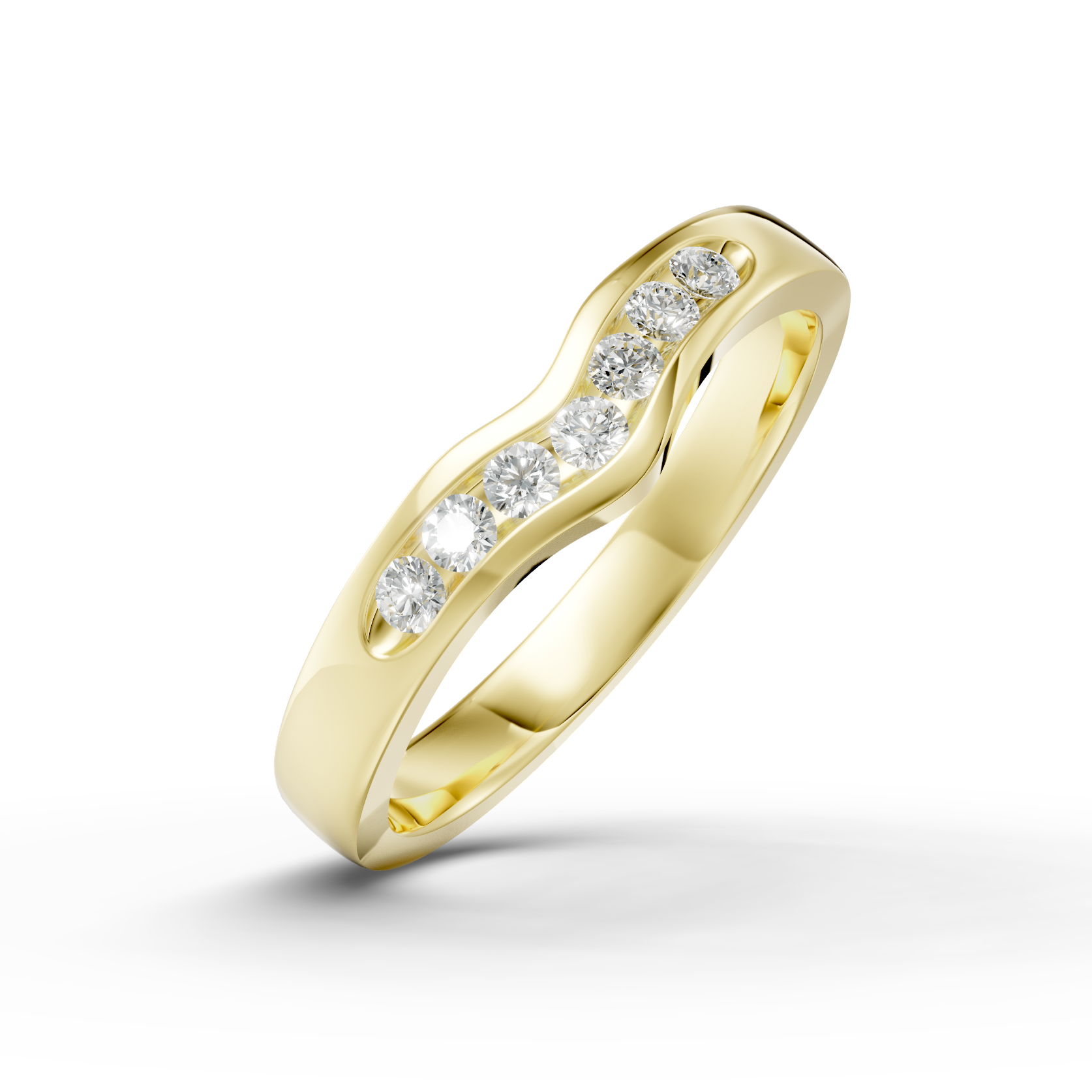 Diamond Set Shaped Wedding Band