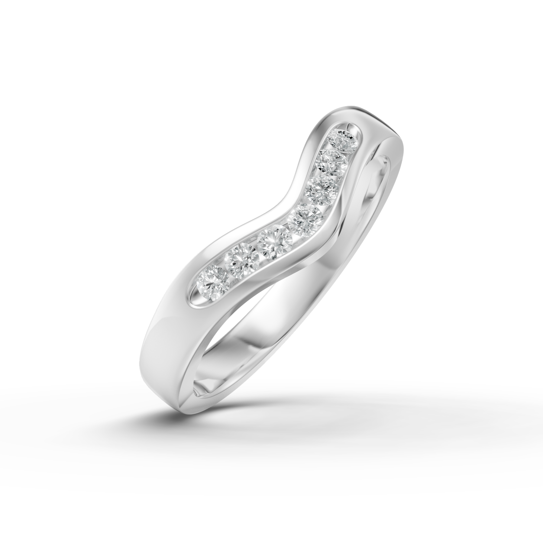 Diamond Set Shaped Wedding Band