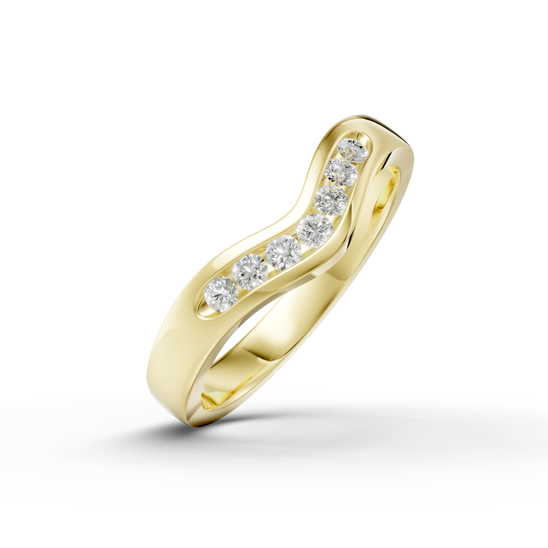 Diamond Set Shaped Wedding Band