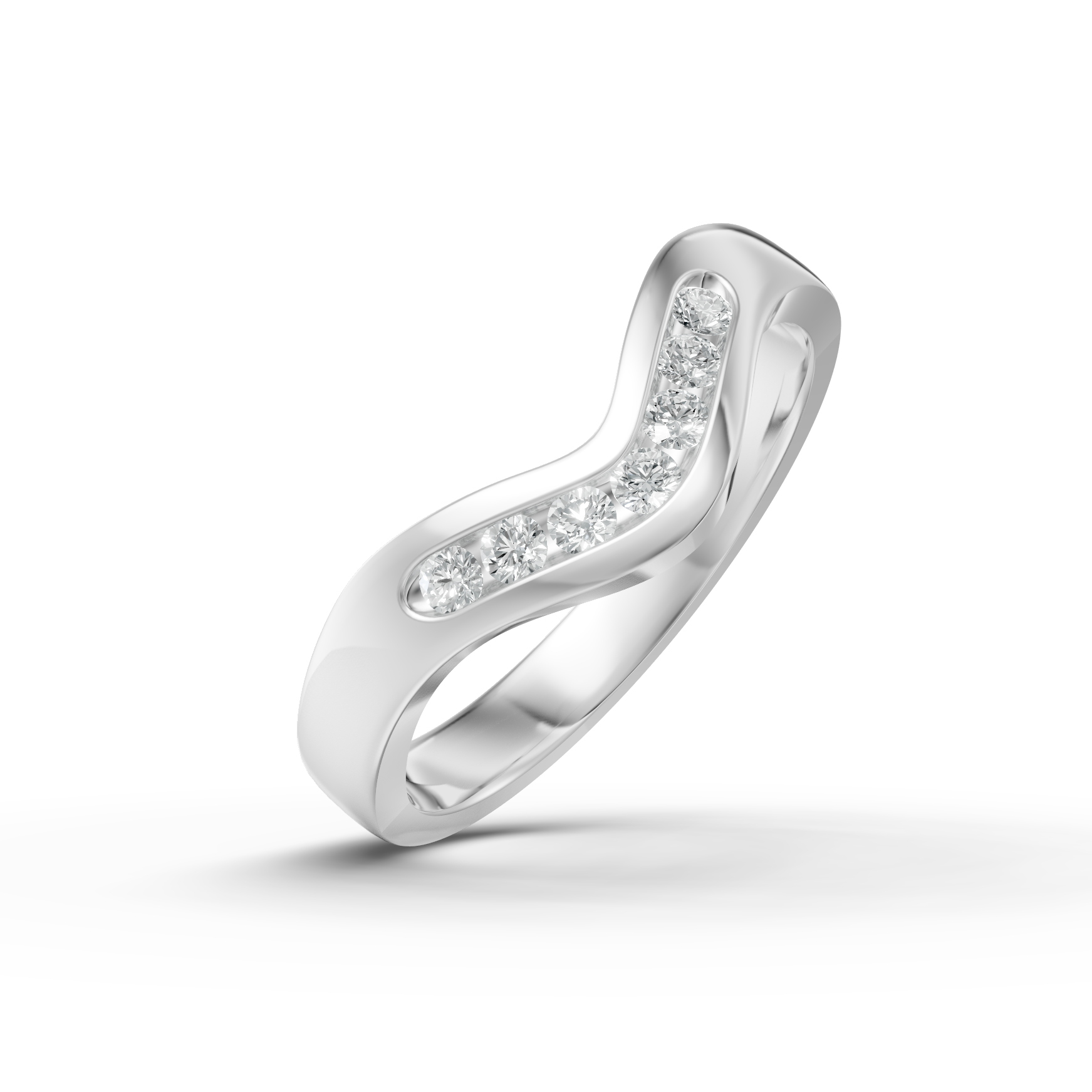 Diamond Set Shaped Wedding Band