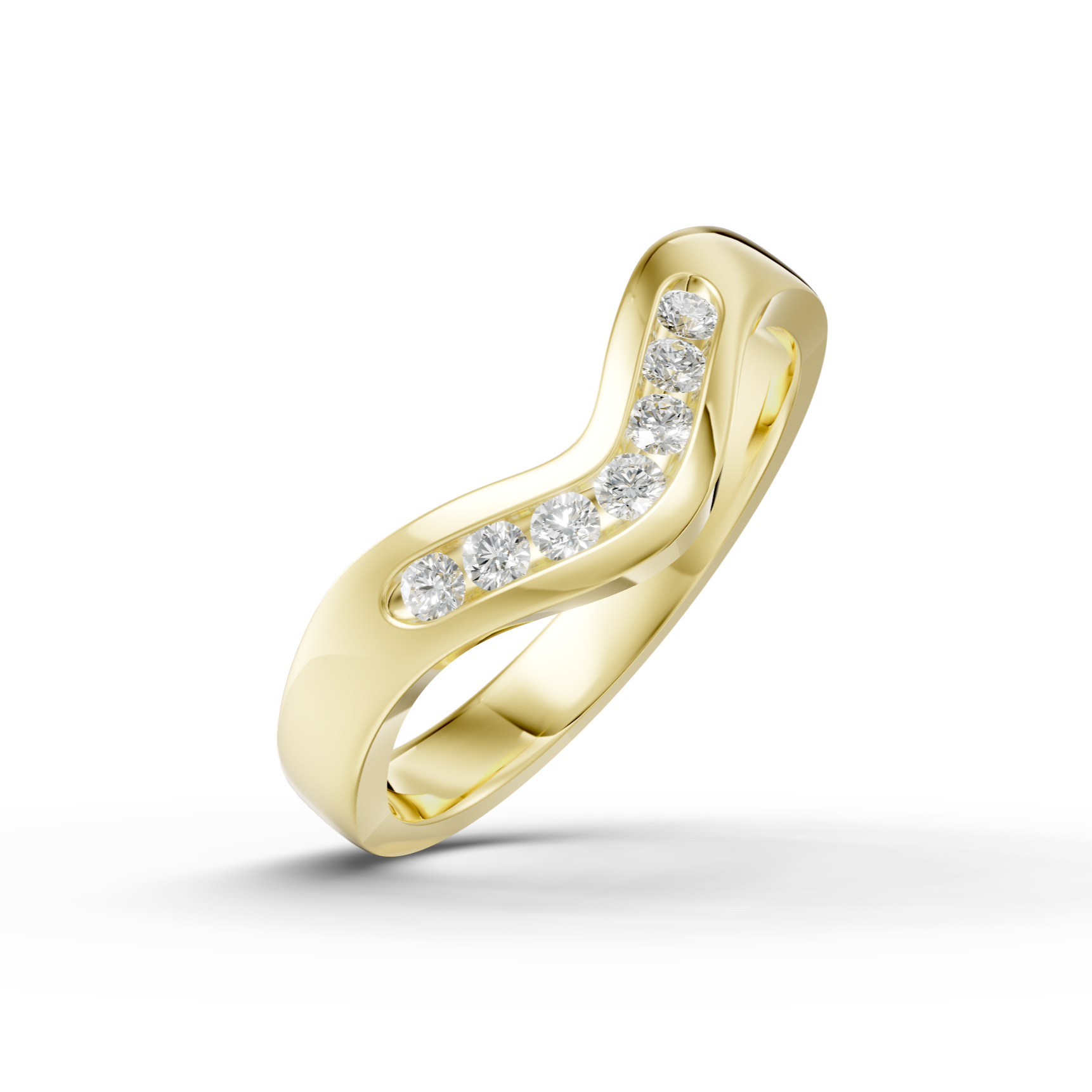 Diamond Set Shaped Wedding Band