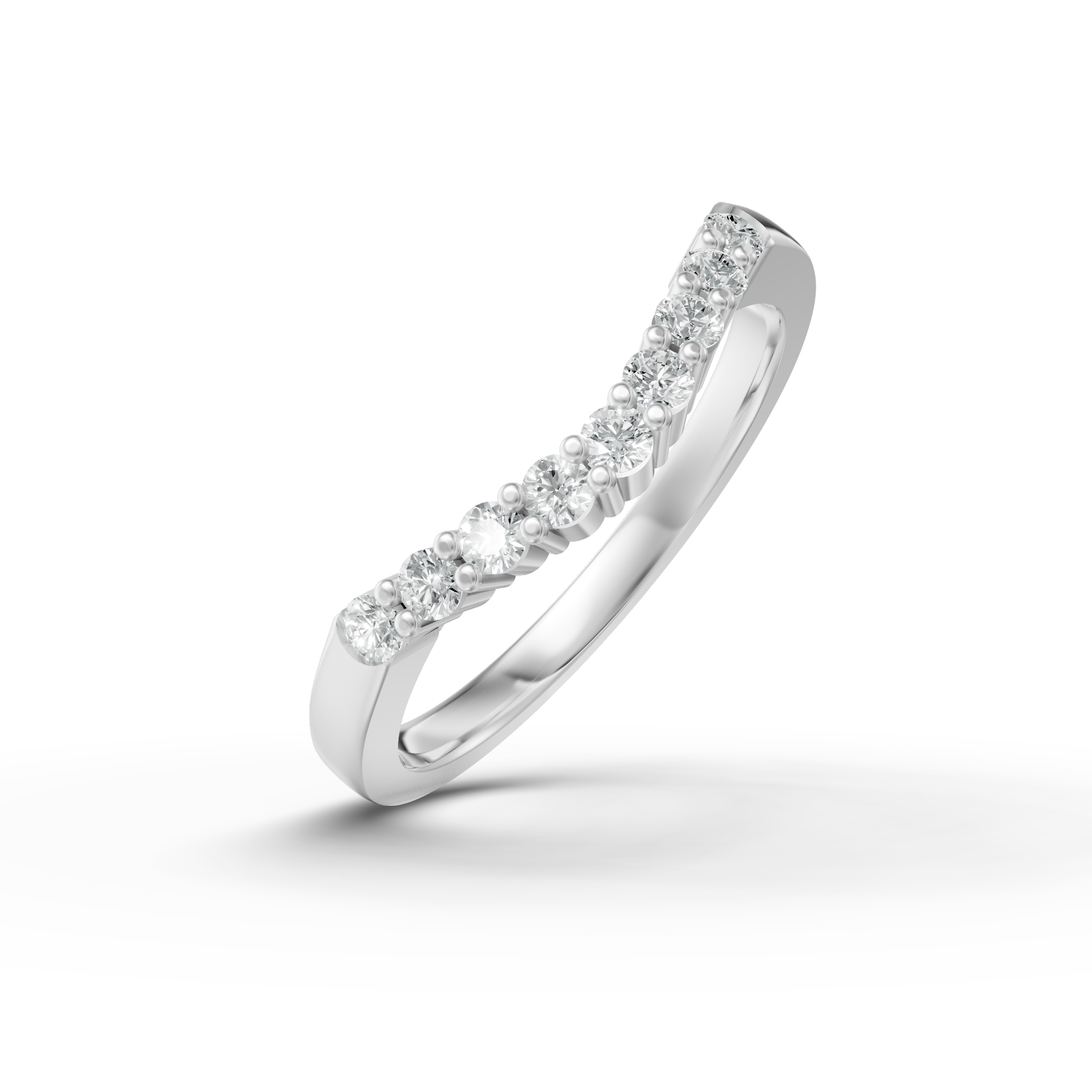 Diamond Set Shaped Wedding Band