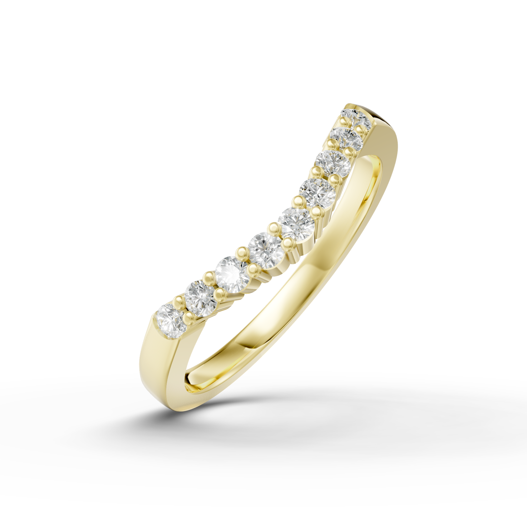 Diamond Set Shaped Wedding Band