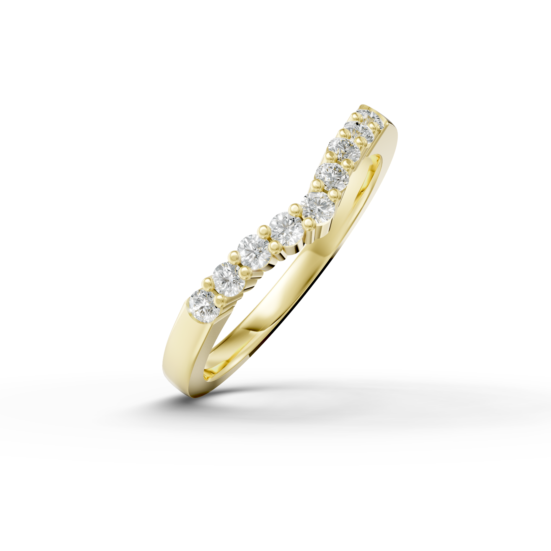 Diamond Set Shaped Wedding Band