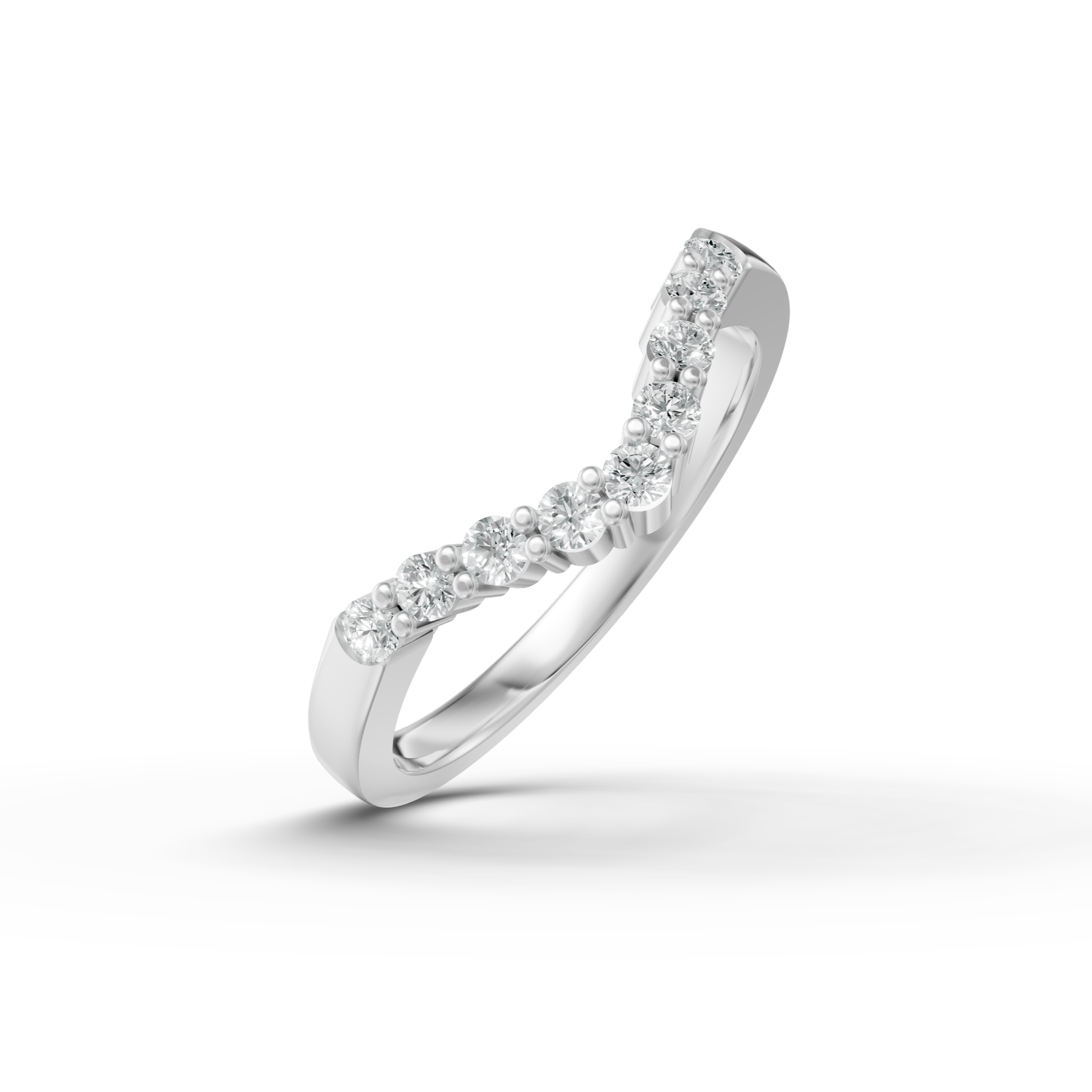 Diamond Set Shaped Wedding Band