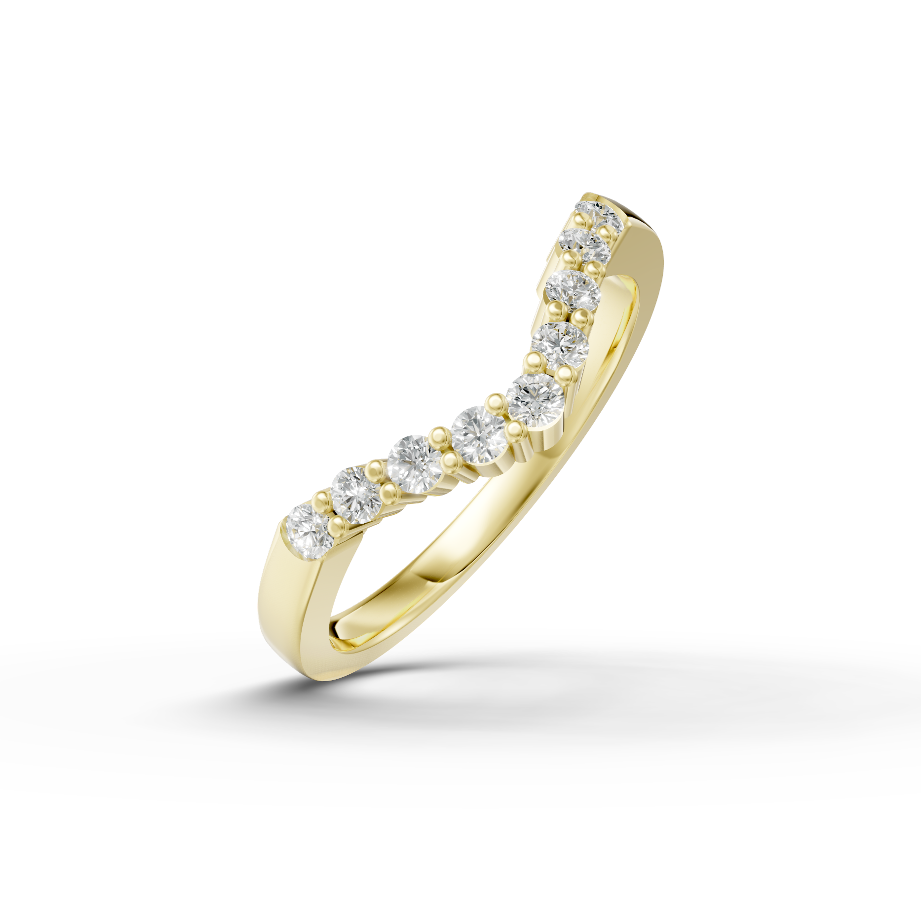 Diamond Set Shaped Wedding Band