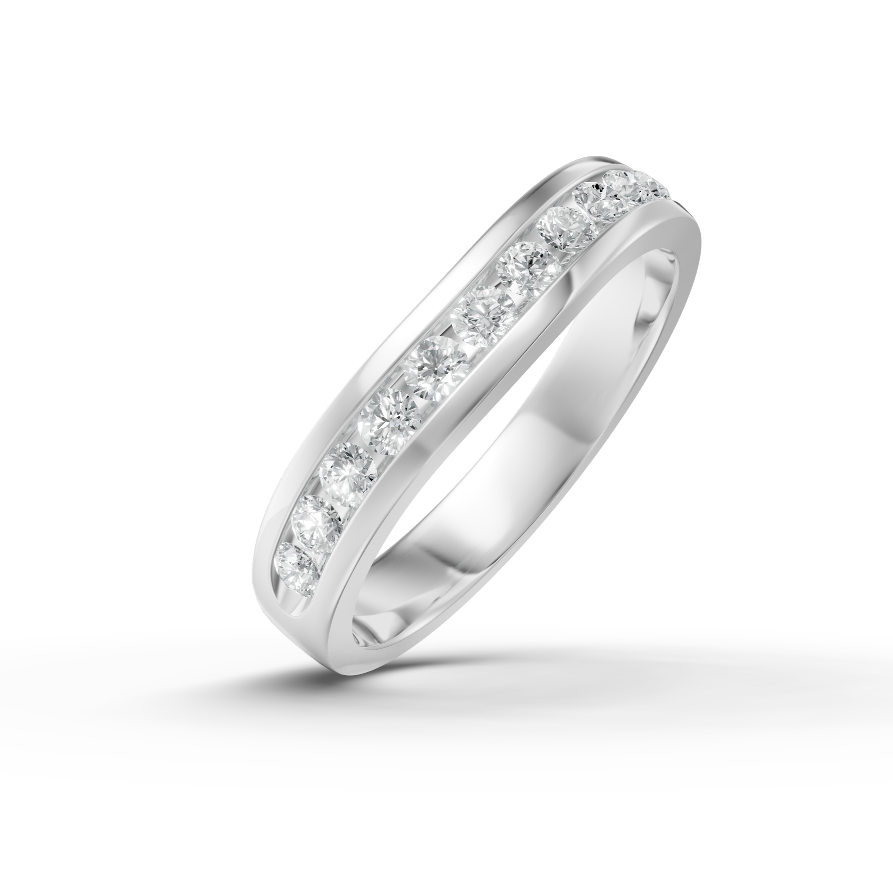 Diamond Set Shaped Wedding Band