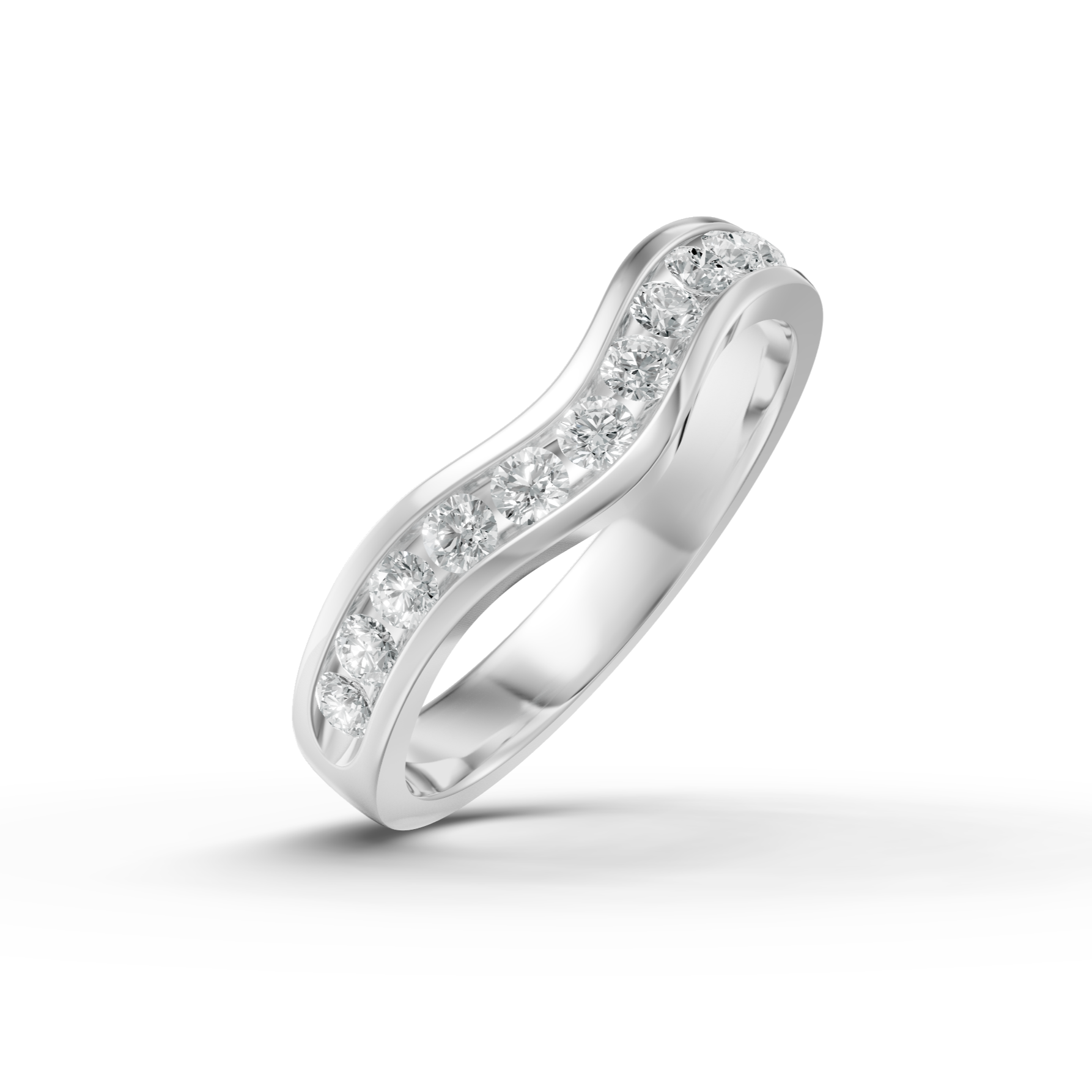 Diamond Set Shaped Wedding Band