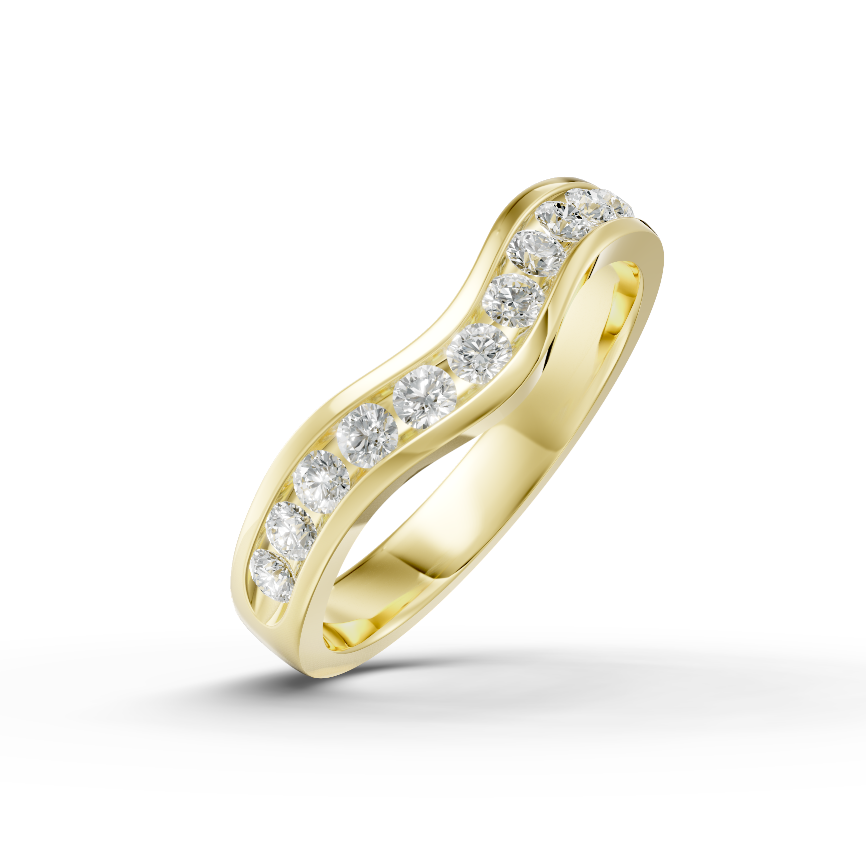 Diamond Set Shaped Wedding Band