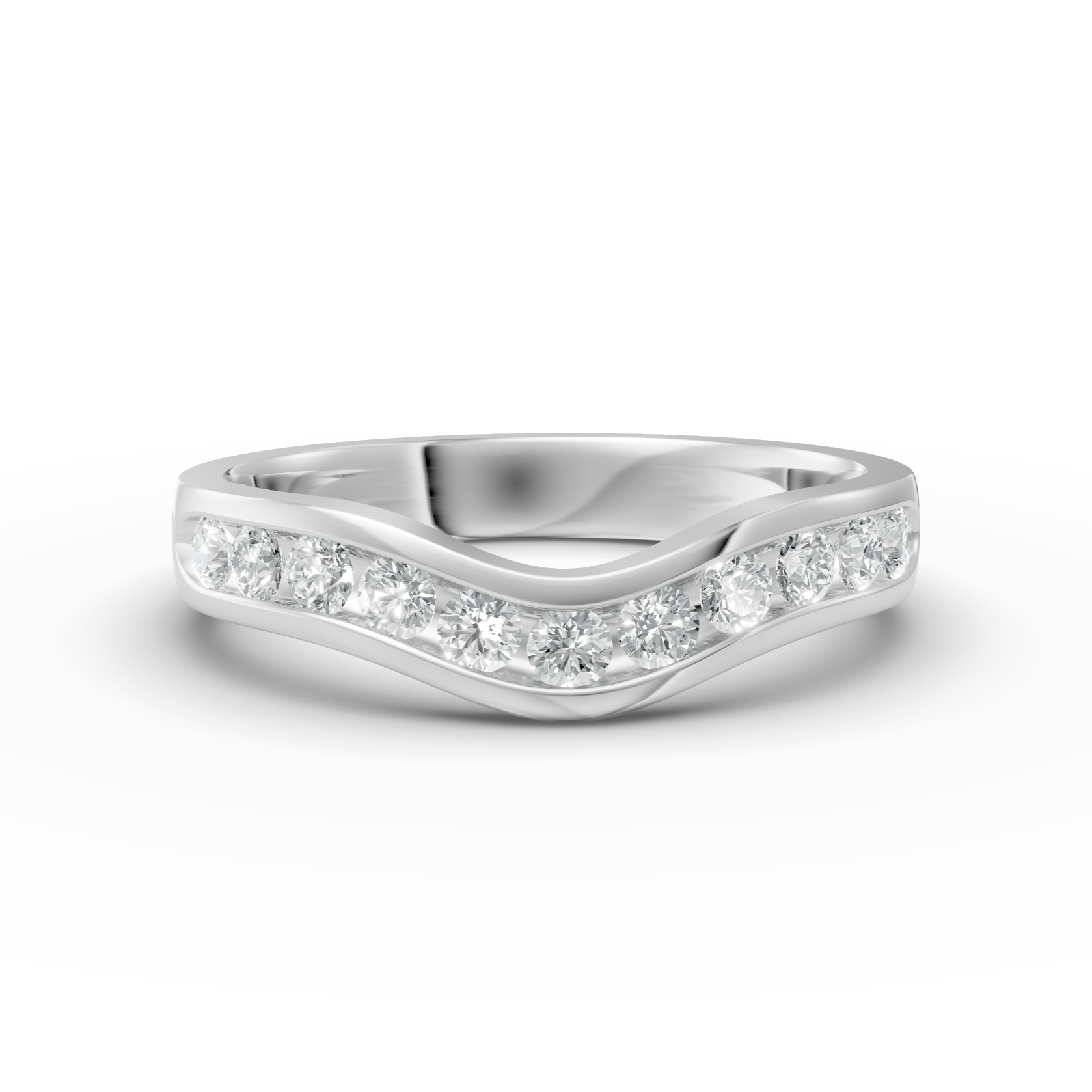 Diamond Set Shaped Wedding Band