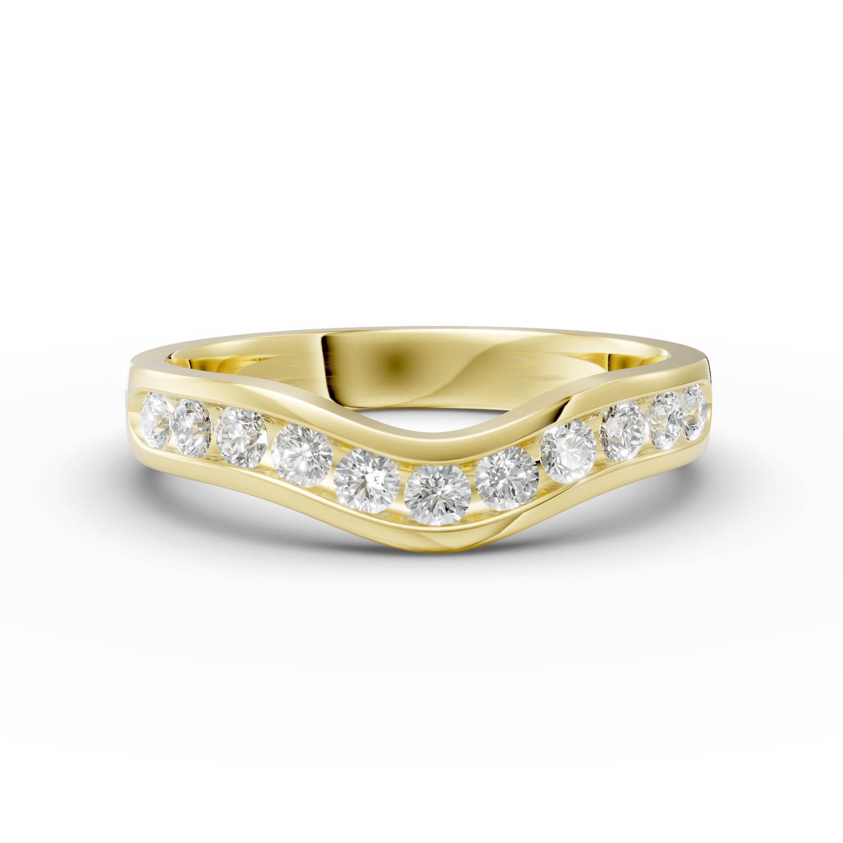 Diamond Set Shaped Wedding Band