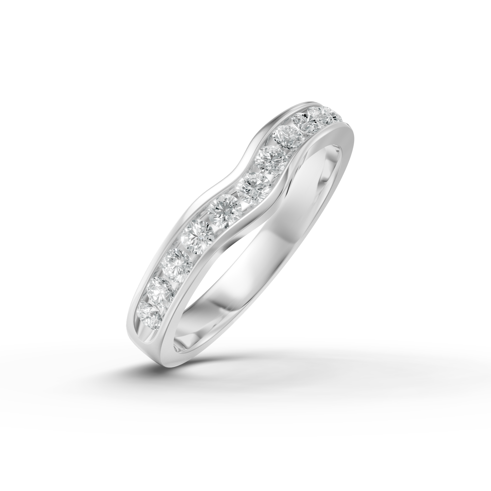 Diamond Set Shaped Wedding Band