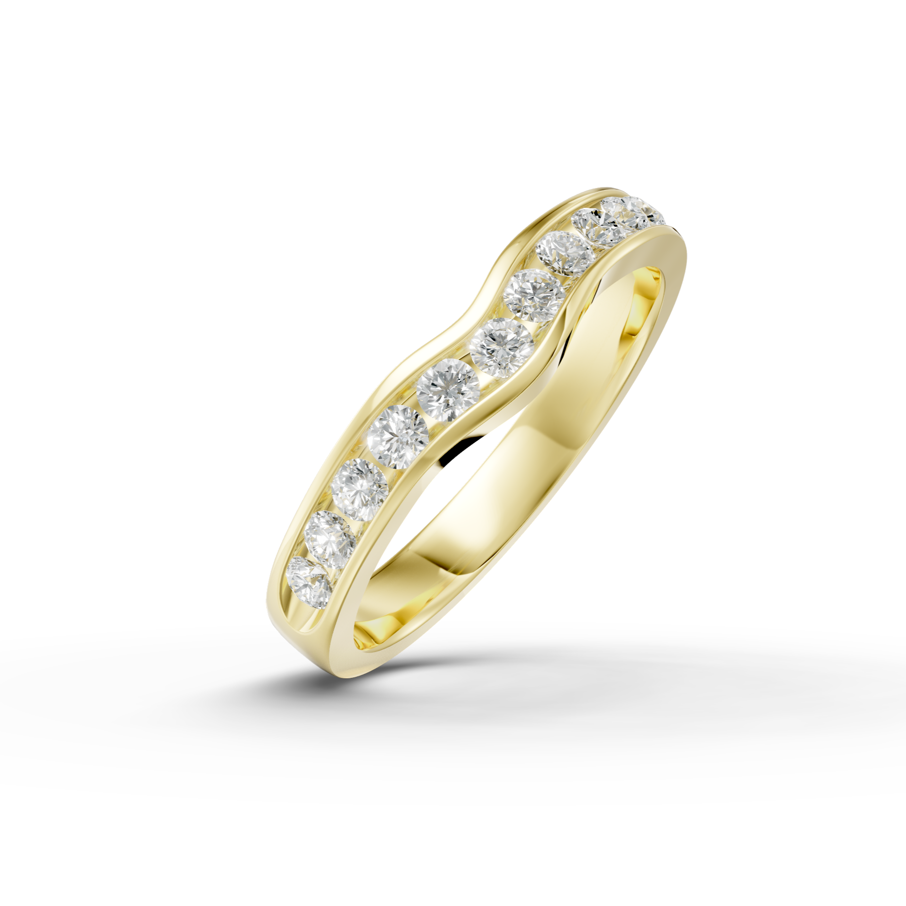 Diamond Set Shaped Wedding Band