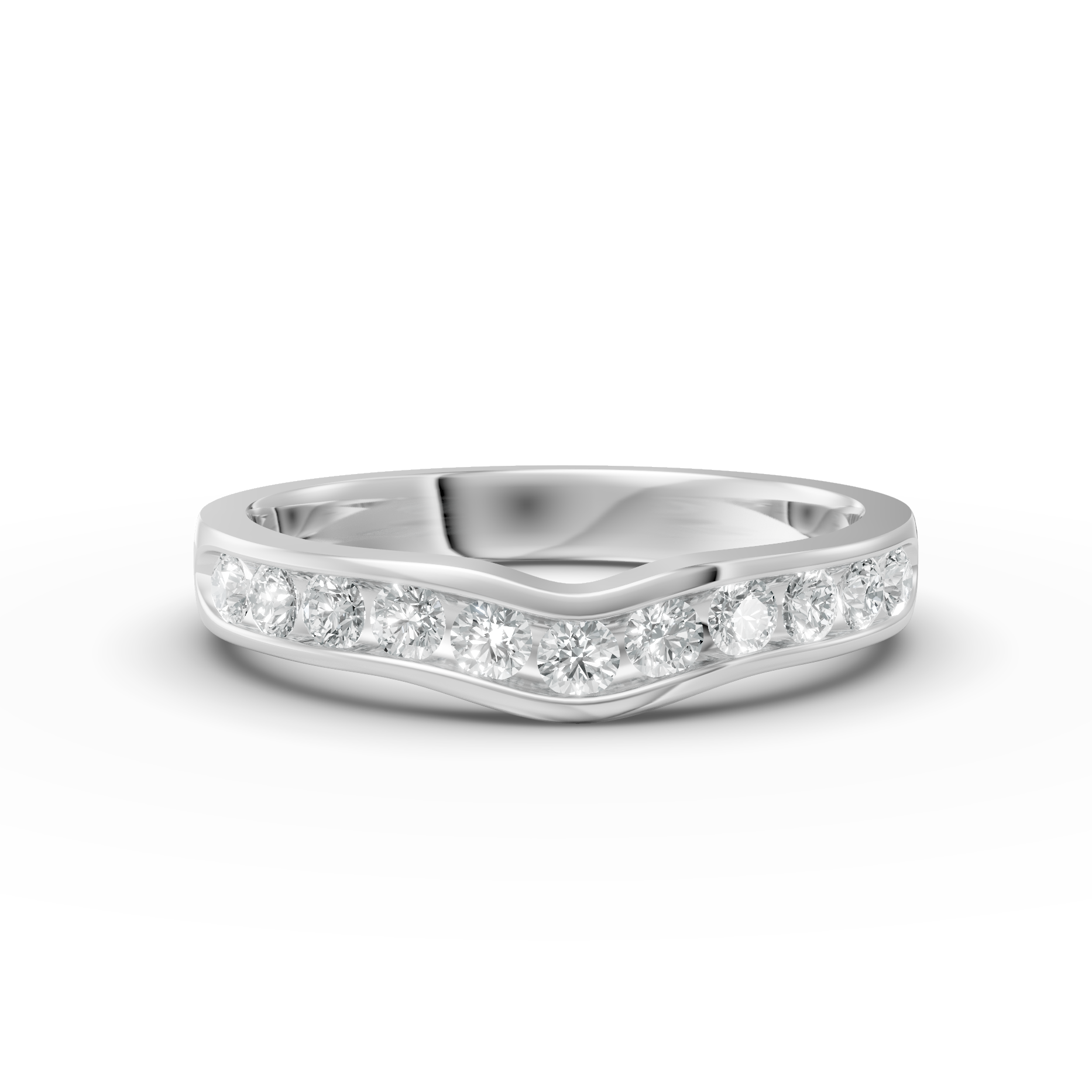 Diamond Set Shaped Wedding Band